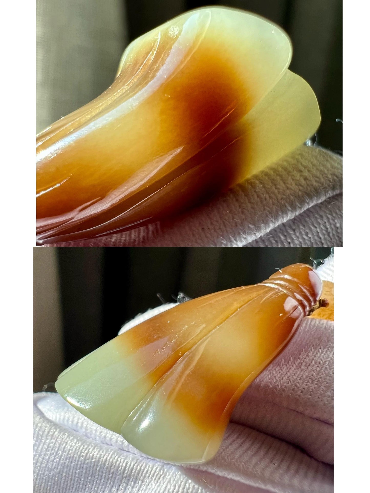 Certified natural jade/Qiemo Brown White nephrite carved lotus seedpod pendant/greenish white brown/ Top fineness 天然精品软玉 糖青白玉莲蓬 吊坠 #5543 老红糖 青白玉