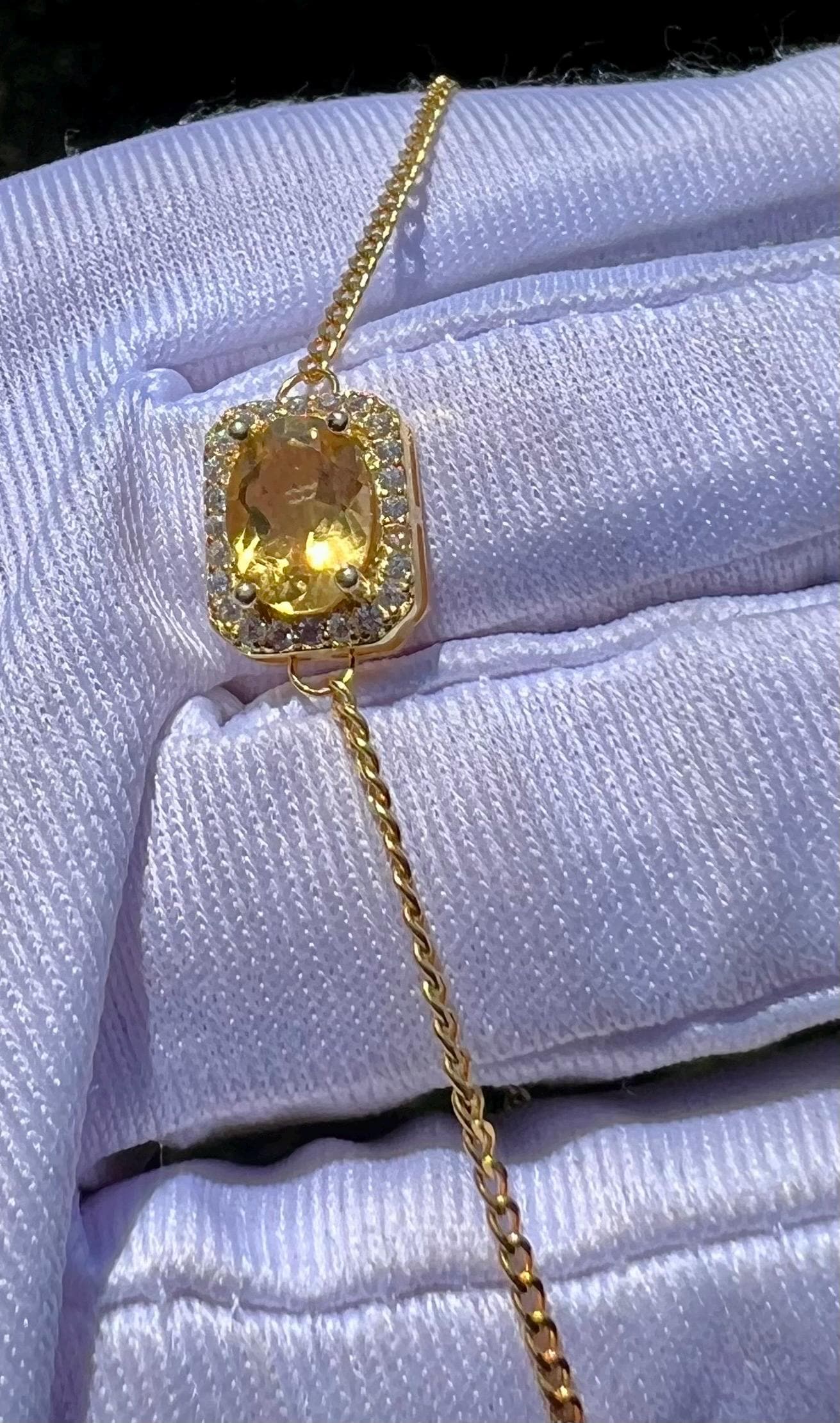 Certified natural Citrine bracelet/oval shaped Faceted Citrine/S925 bracelet/天然巴西黄水晶 椭圆刻面 纯银镶嵌 手链 #1032 净体黄水晶 明亮黄