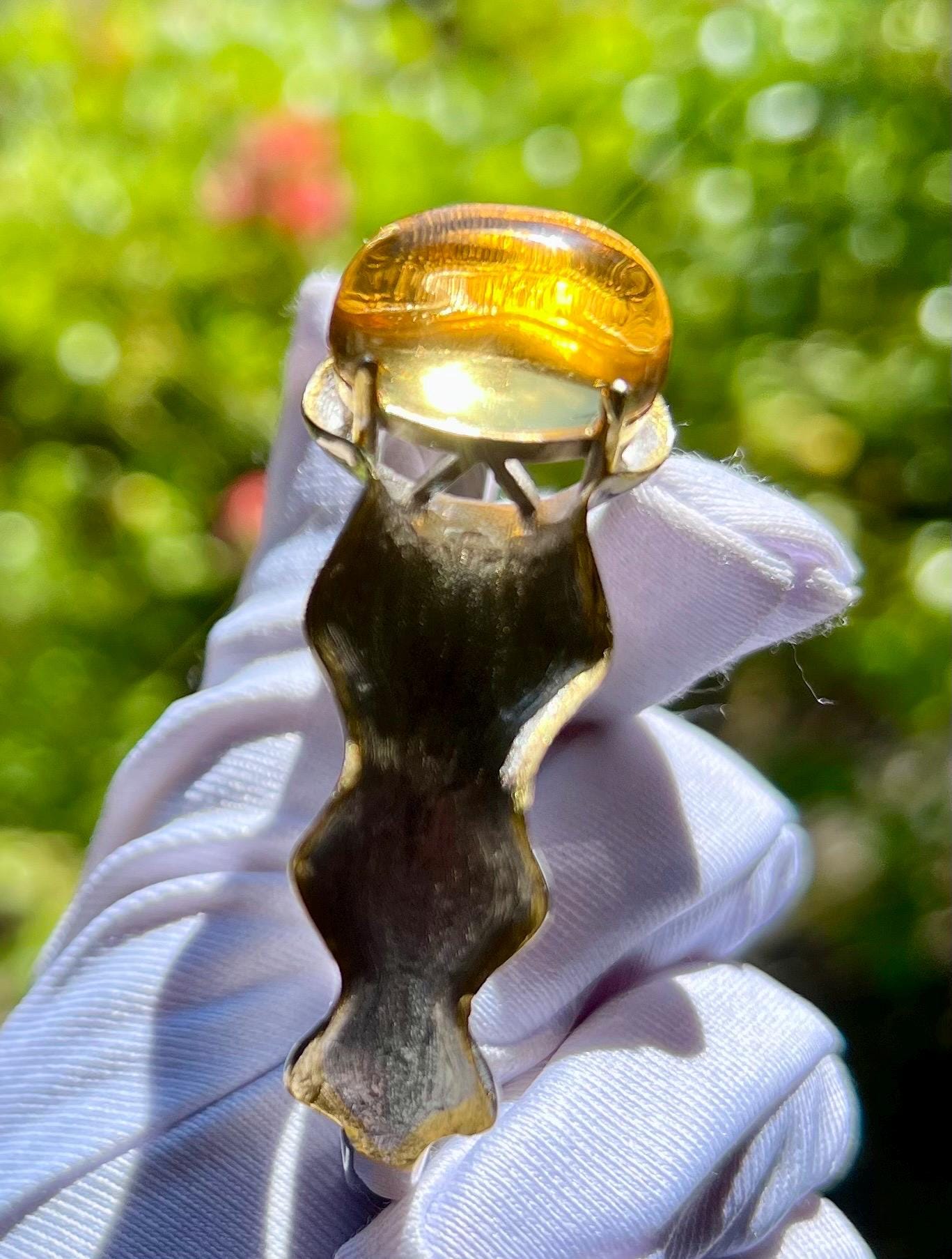 Certified natural Citrine bangle/oval shaped ring face Citrine/S925 open bangle/天然巴西黄水晶 椭圆大戒面 纯银手镯 开口镯#0859 净体黄水晶 意大利工艺纯银镶嵌