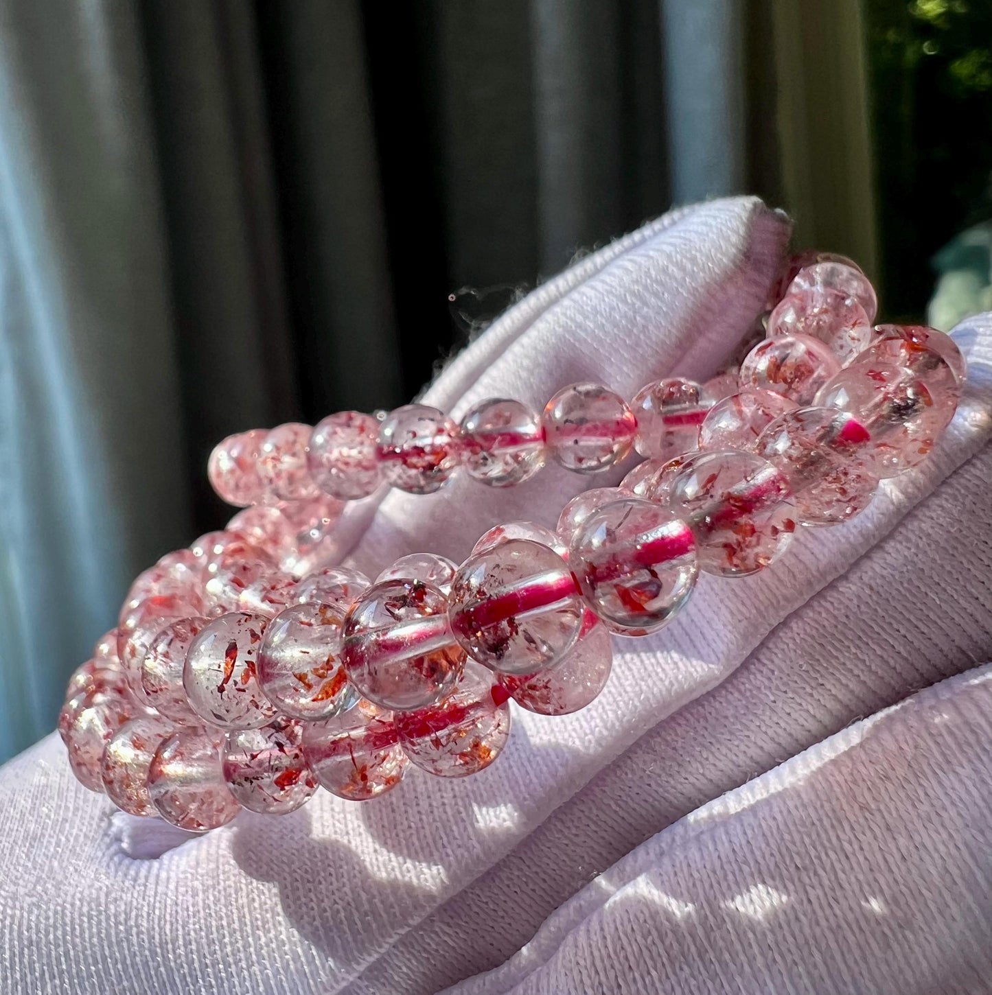 5mm+ Certified natural golden strawberry Super seven multi-wrap Bracelet/necklace 天然精品超七 金草莓 三圈手串/项链 内涵饱满晶体干净#5526