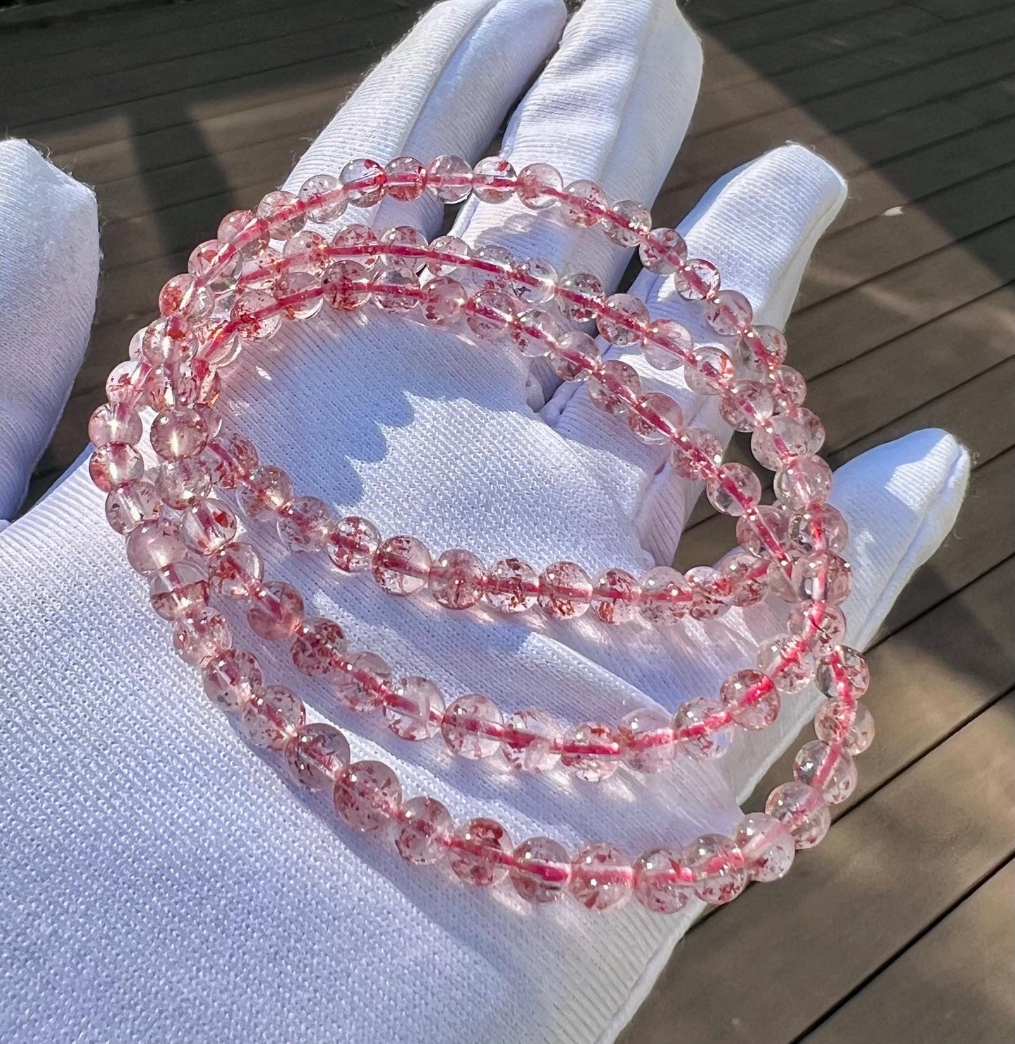 5mm+ Certified natural golden strawberry Super seven multi-wrap Bracelet/necklace 天然精品超七 金草莓 三圈手串/项链 内涵饱满晶体干净#5526