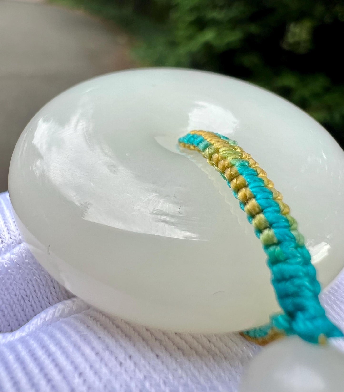 Certified natural Jade/Qinghai white nephrite donut pendant necklace/good luck circle pendant/天然软玉 老料白玉平安扣#4516 润糯奶白