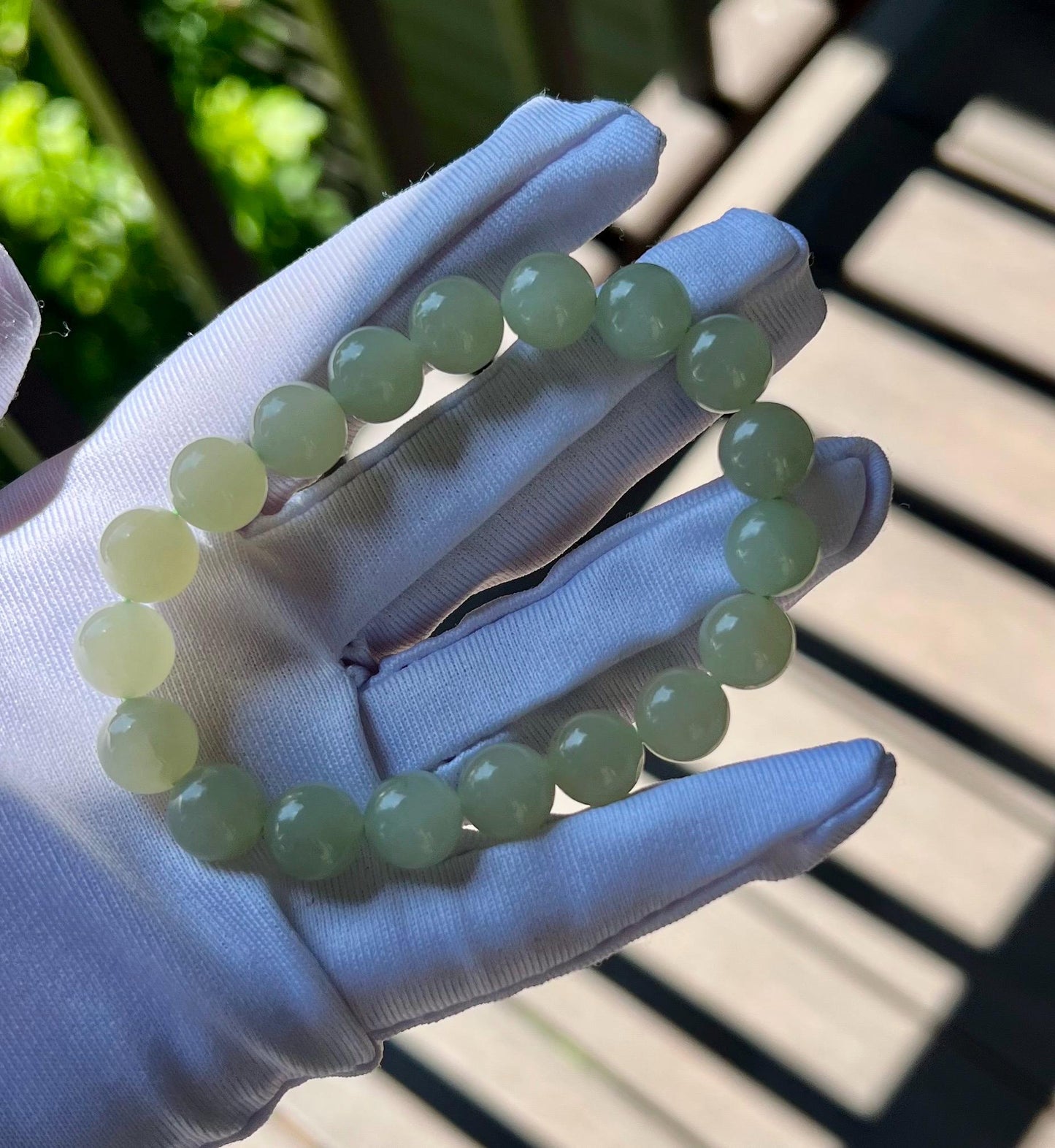 9.8mm Certified natural nephrite Bracelet/light Qingshui nephrite bracelet 天然软玉 老矿晴水料 晴水手串#0269 润糯起莹光
