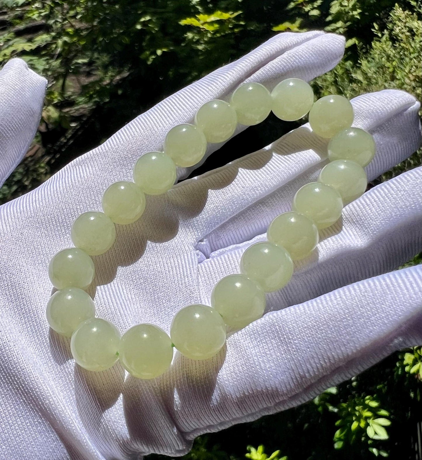 9.8mm Certified natural nephrite Bracelet/light Qingshui nephrite bracelet 天然软玉 老矿晴水料 晴水手串#0269 润糯起莹光