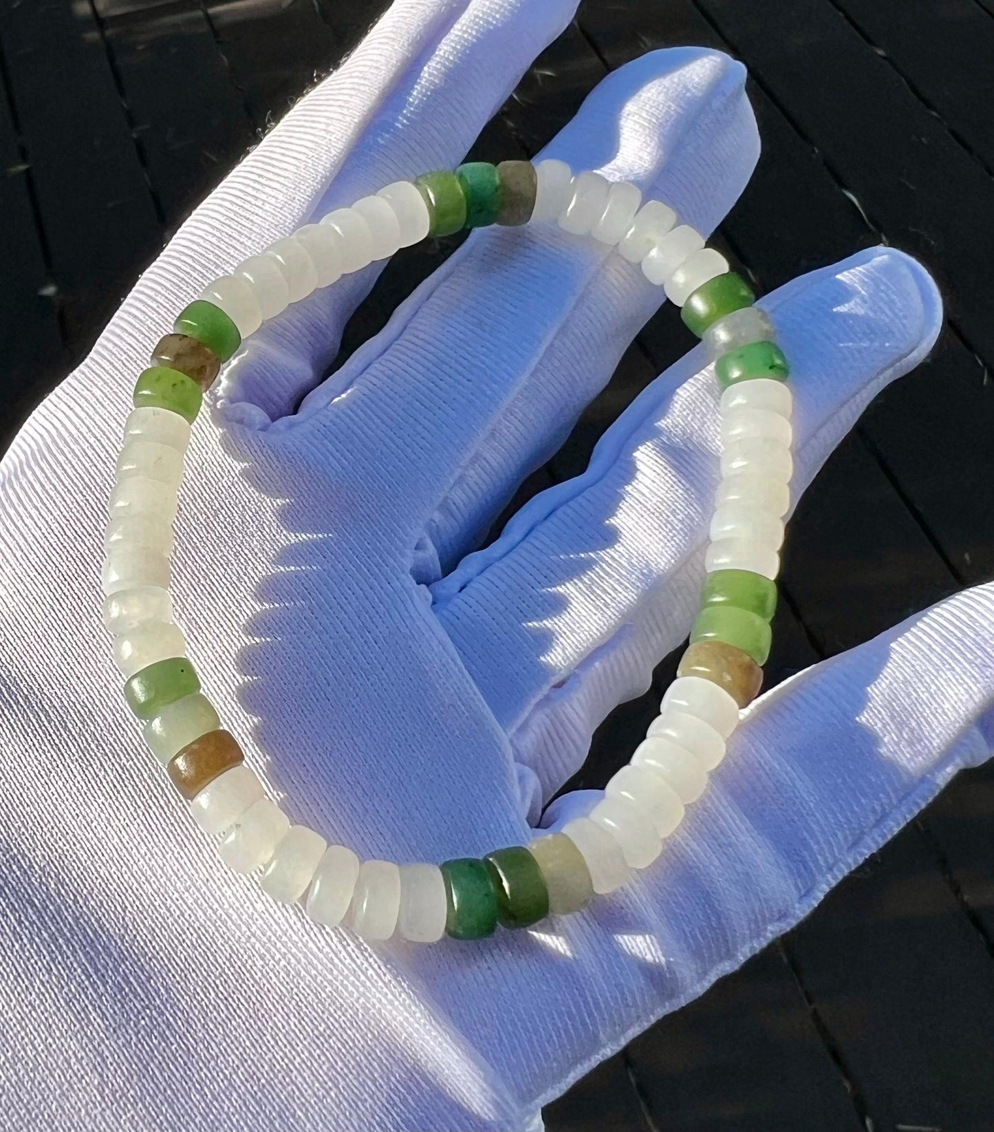 Certified natural jade/multi color nephrite bracelet/straight cut thin beads天然精品 多宝手串 #2155 精工薄直切珠(白玉碧玉糖玉青花)