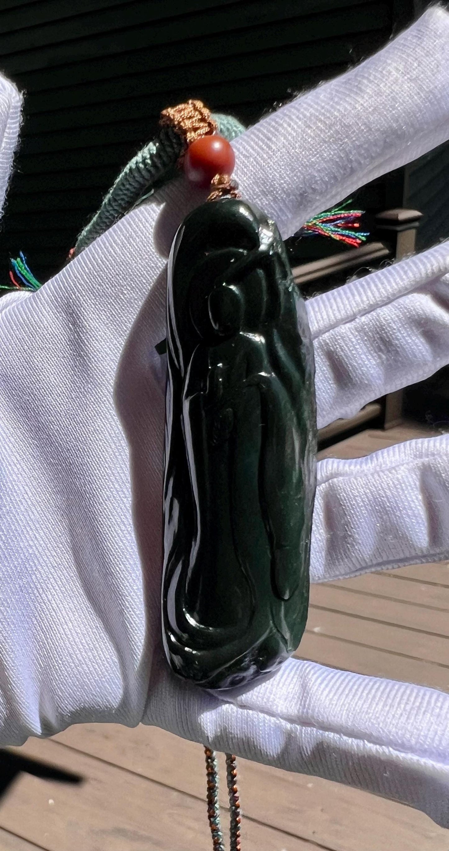 Certified natural river jade/oily black jade/dark nephrite freeform pendant/hand carved Enlightenment pendant天然精品软玉 细料黑青玉 子料吊坠 悟道 #8768黑、细、油