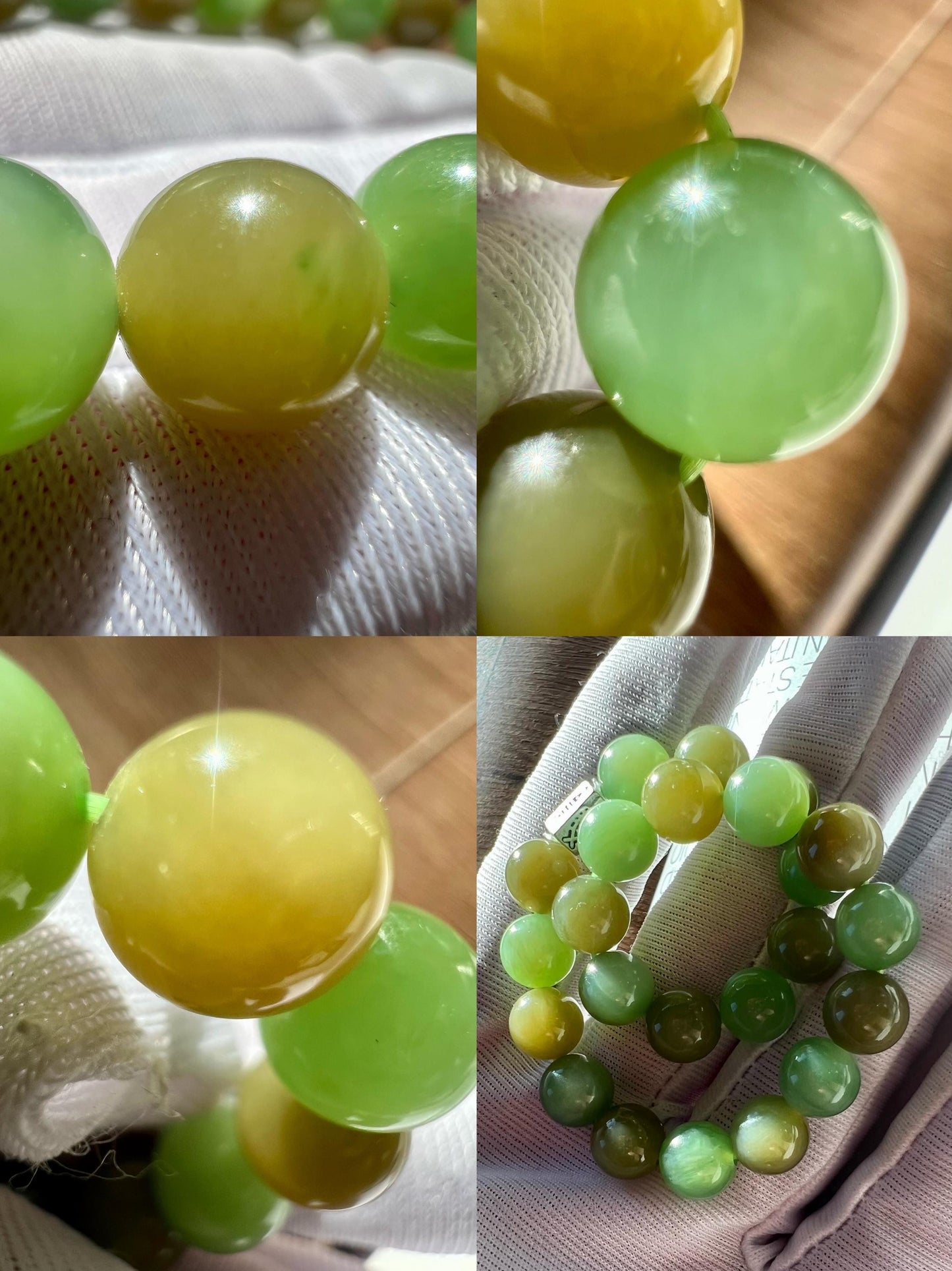 Natural Green Nephrite Jade Bracelet: Sterling Silver, Mint and Brown #4540