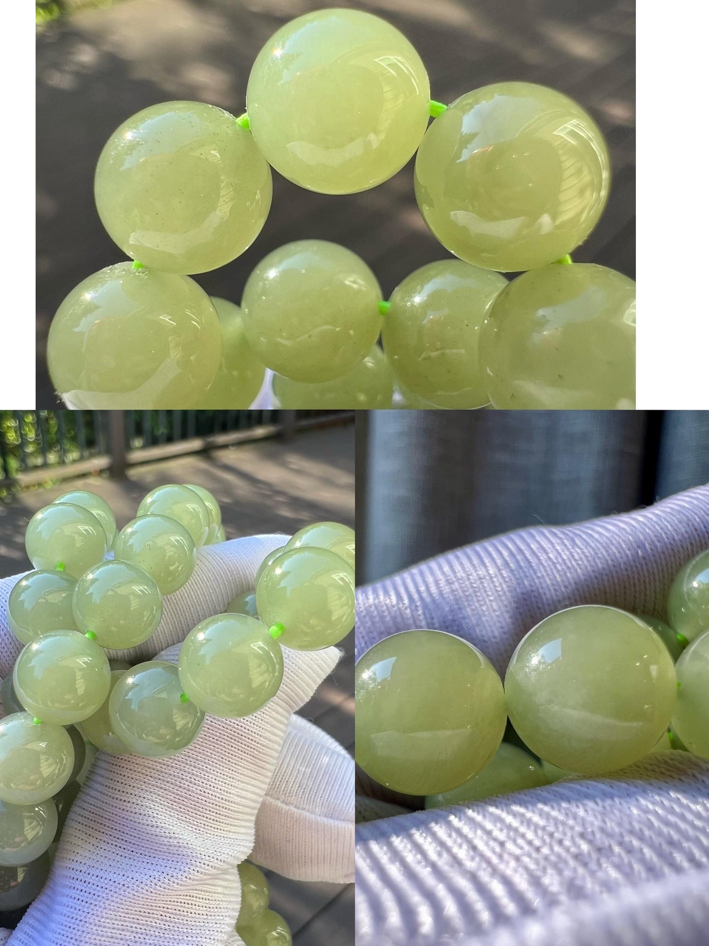 8mm Certified natural nephrite/Qingshui nephrite beads necklace /天然软玉 晴水项链 胶糯润#4185