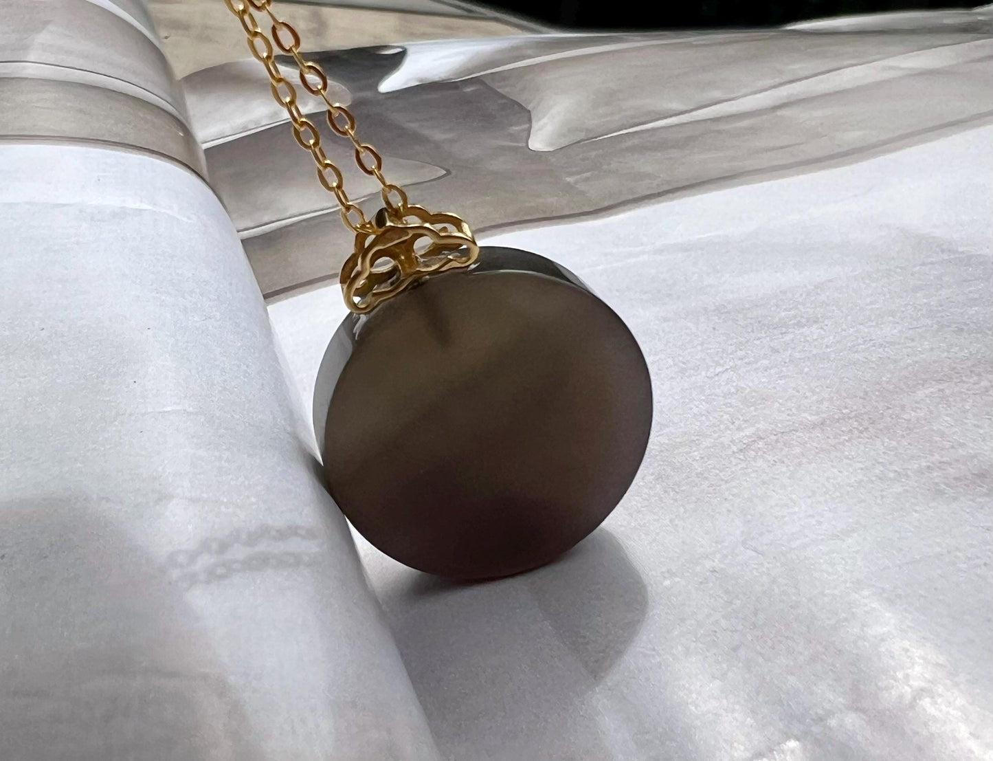 Certified natural jade/purple nephrite round safety pendant necklace/grape purple nothing pendant/S925天然软玉 烟紫玉圆牌吊坠 深紫葡萄紫 无事牌#1016