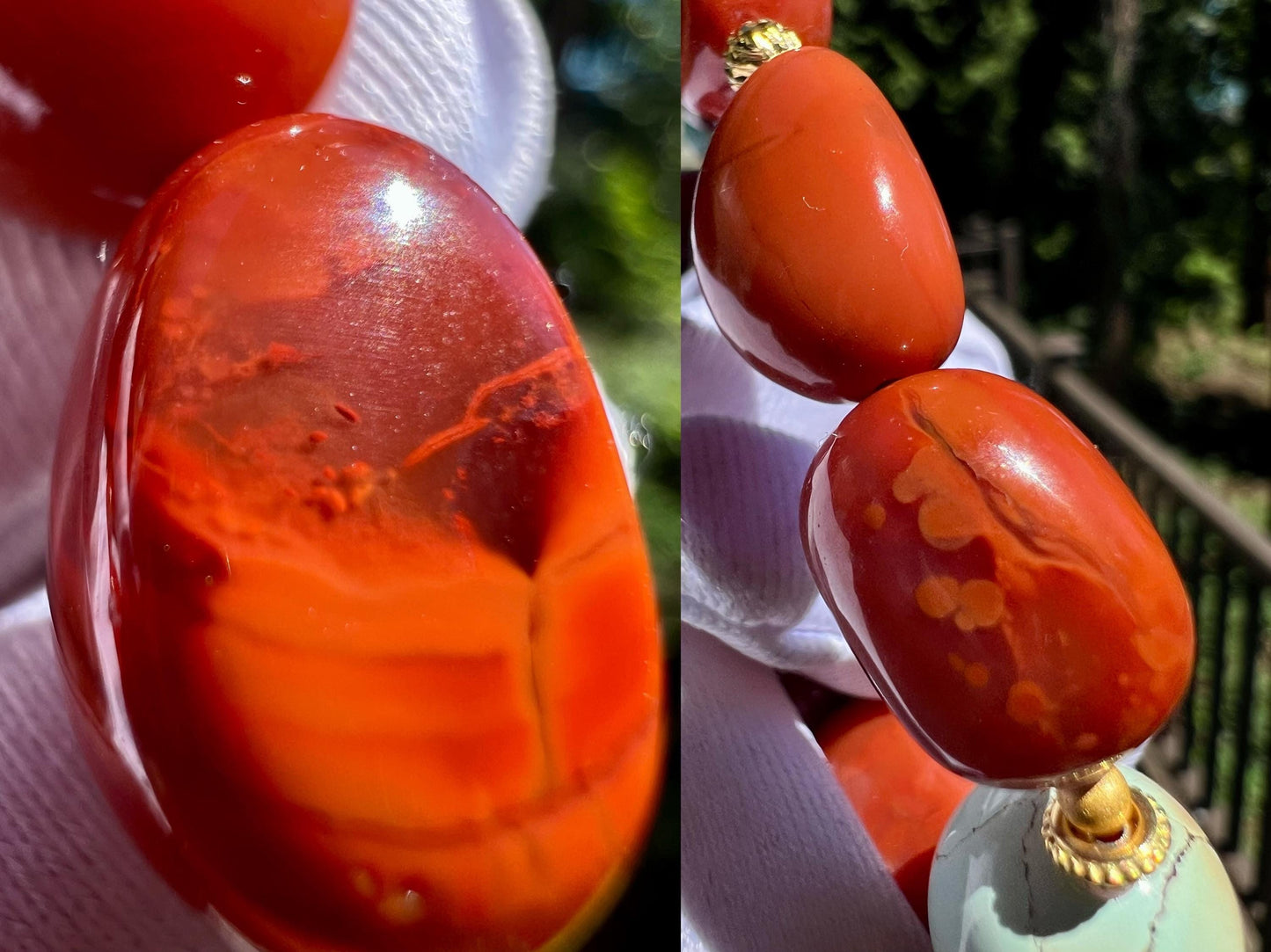 Certified natural Sichuan Nanhong agate bracelet, Southern Red Agate Bracelet, Chinese Red, freeform beads 天然精品川料南红随形珠手串 满肉柿子红#3231 搭配天然绿松石