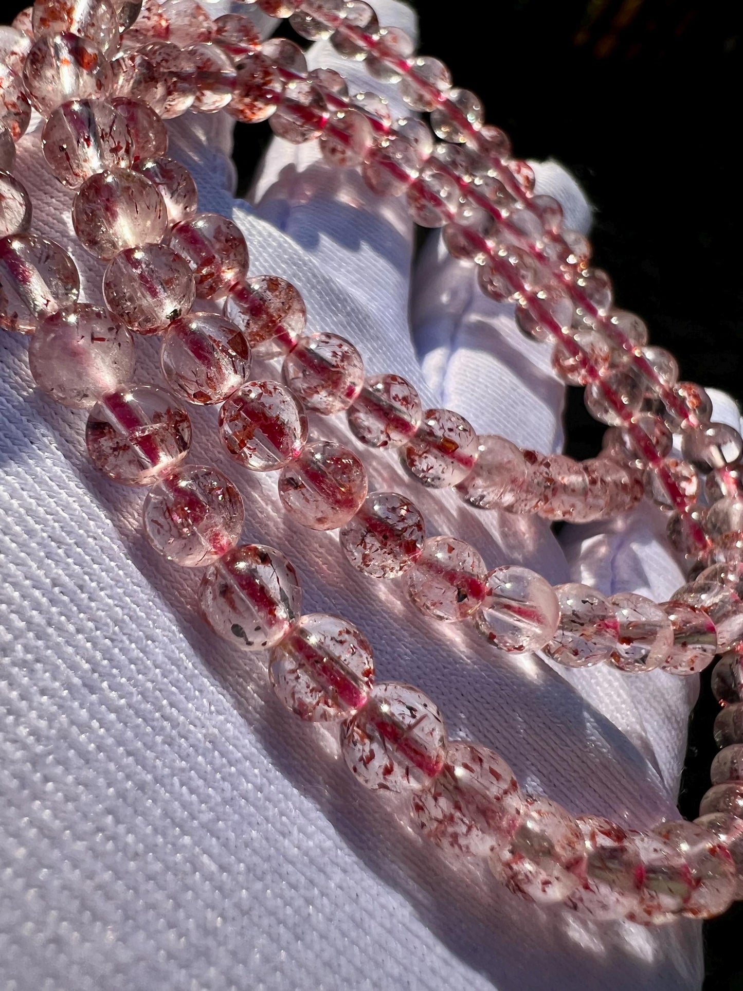 5mm+ Certified natural golden strawberry Super seven multi-wrap Bracelet/necklace 天然精品超七 金草莓 三圈手串/项链 内涵饱满晶体干净#5526