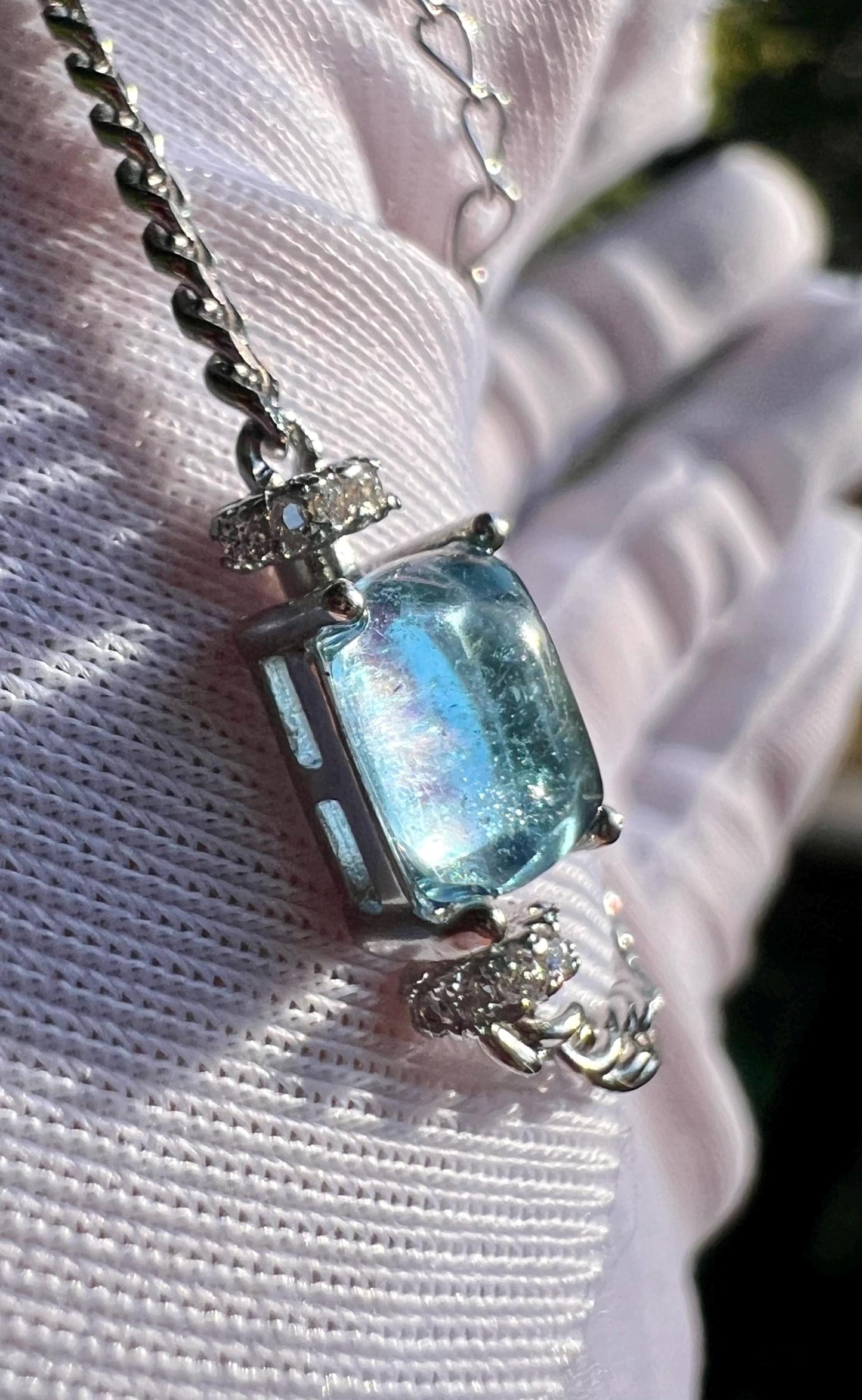 Certified natural aquamarine/oval shaped aquamarine inlaid S925 bracelet //icy blue 天然 海蓝宝蛋面镶嵌纯银手链 #1948 净体冰川蓝