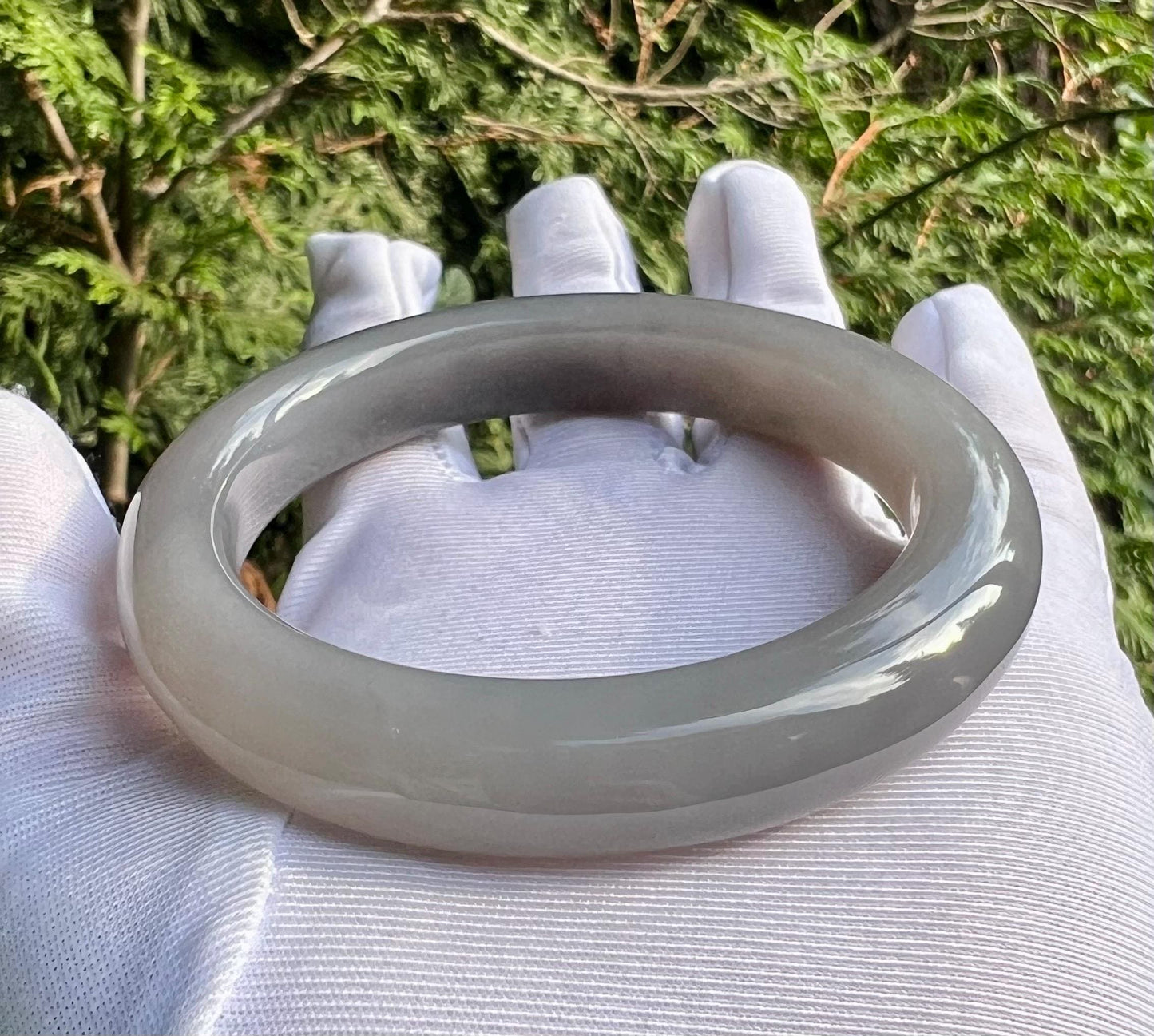 54.8mm Certified natural jade/ old mine purple nephrite bangle /bracelet 紫气东来 天然软玉 老矿烟紫正圈手镯 平安镯 香芋紫 老熟料#0386 冰润糯 意境烟紫