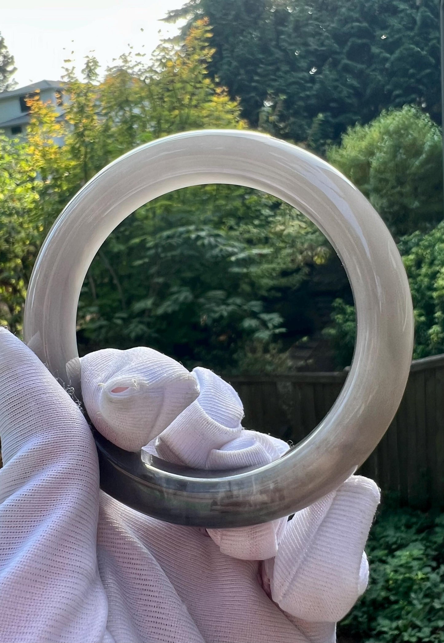 54.8mm Certified natural jade/ old mine purple nephrite bangle /bracelet 紫气东来 天然软玉 老矿烟紫正圈手镯 平安镯 香芋紫 老熟料#0386 冰润糯 意境烟紫