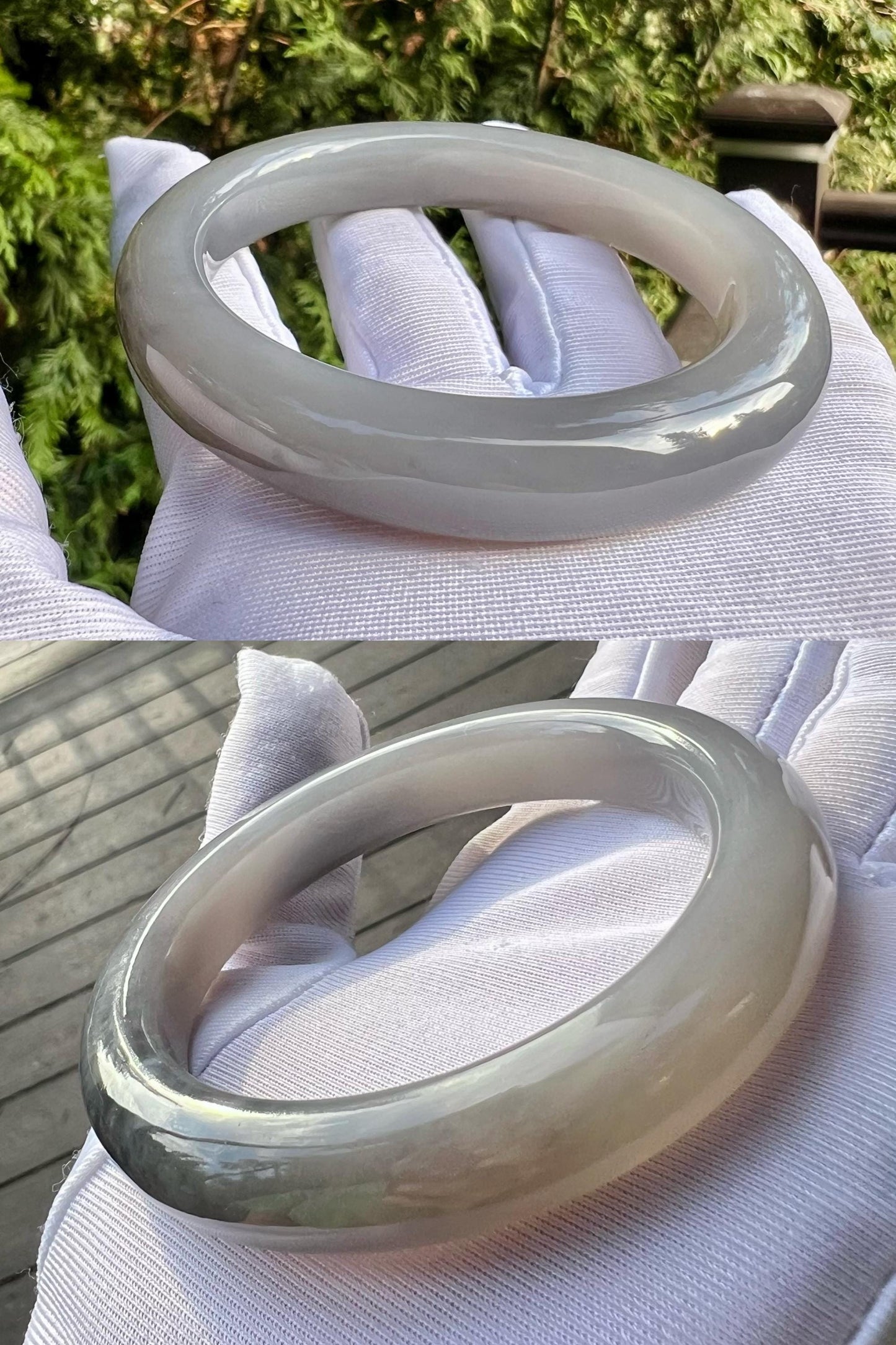 54.8mm Certified natural jade/ old mine purple nephrite bangle /bracelet 紫气东来 天然软玉 老矿烟紫正圈手镯 平安镯 香芋紫 老熟料#0386 冰润糯 意境烟紫