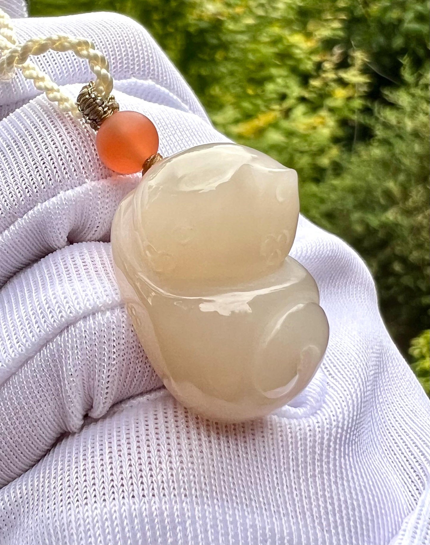 Certified natural jade/lotus pink nephrite kitten pendant/necklace/icy rich color天然软玉 藕粉趴趴猫 吊坠 紫粉色#4073