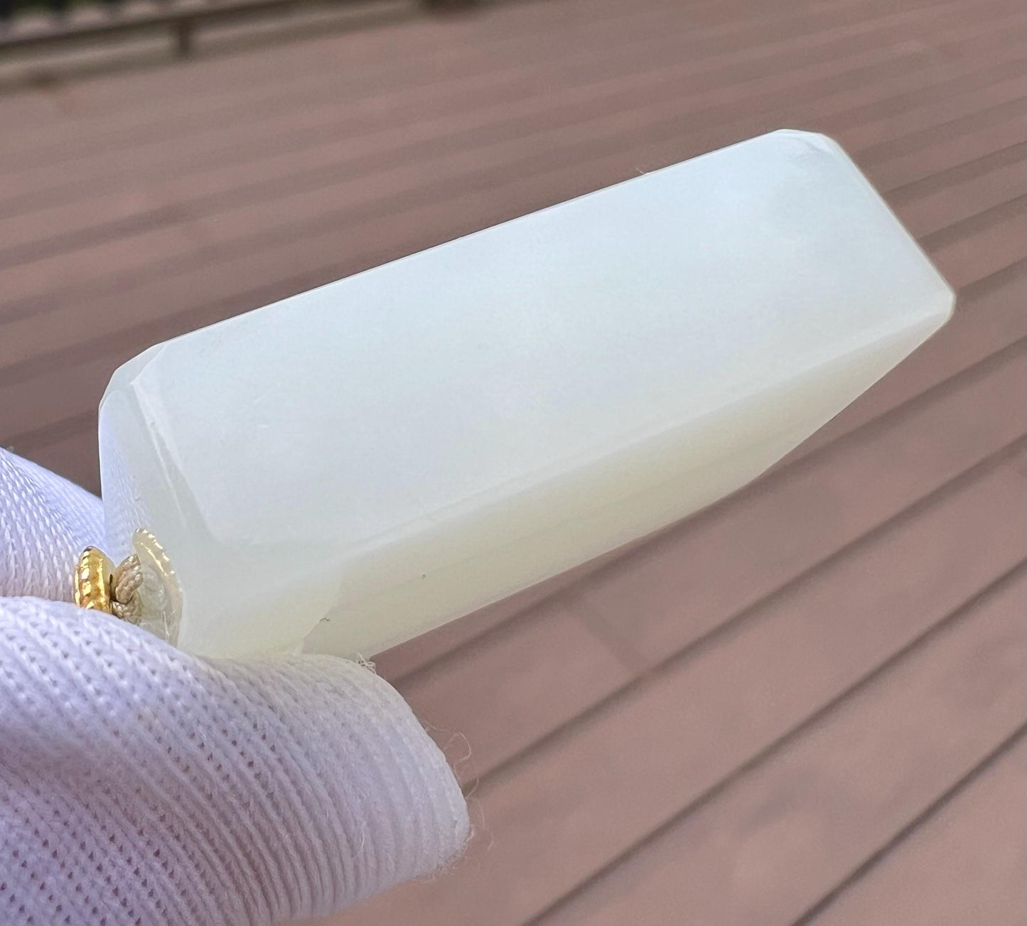 Nephrite Jade Pendant Necklace: Sterling Silver, White Jade Wishing Amulet#0664
