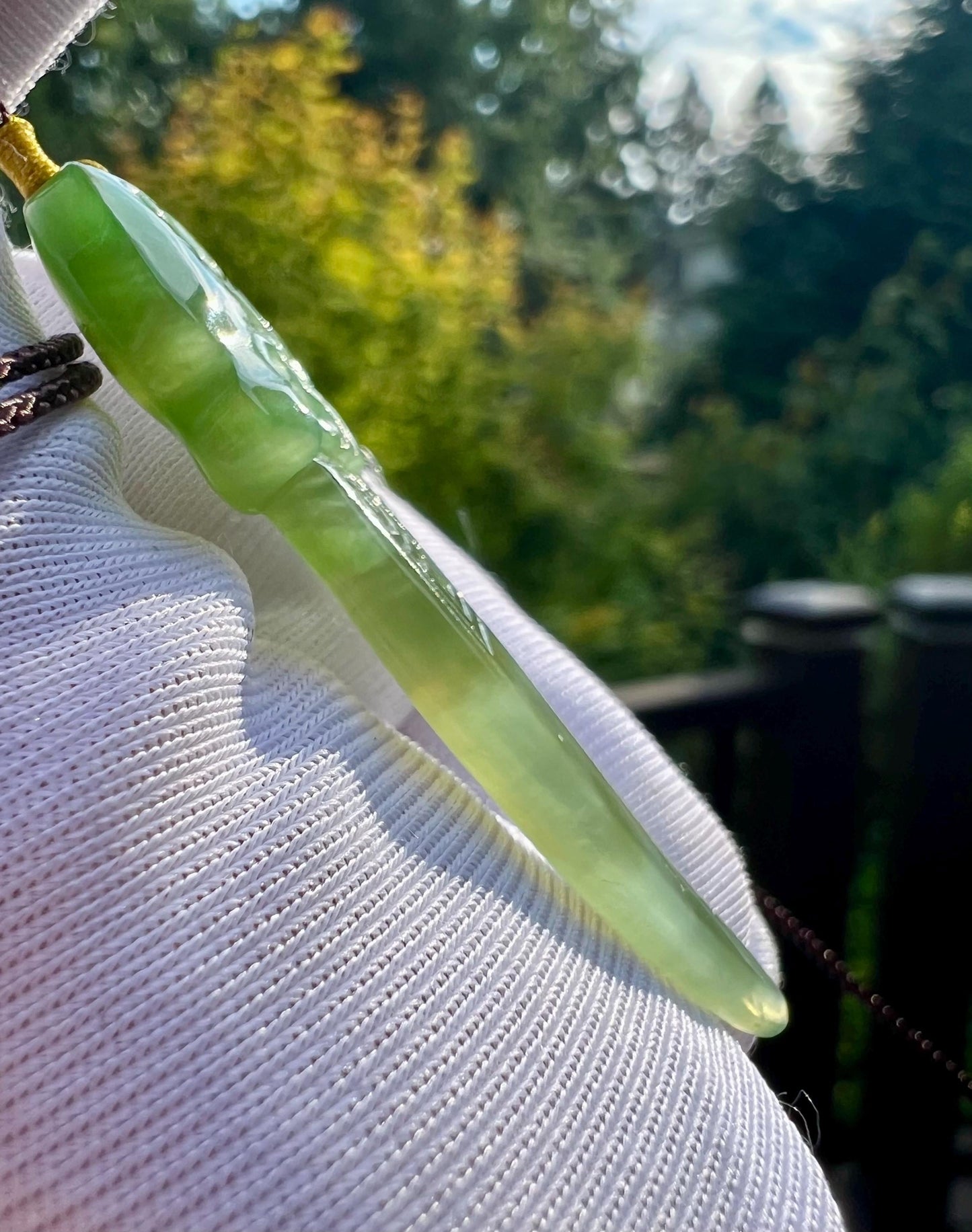Certified natural nephrite green jade/chatoyant green nephrite Dragon Sword pendant necklace 天然软玉 碧玉 冰绿猫眼 睚眦宝刀 吊坠项链#0289