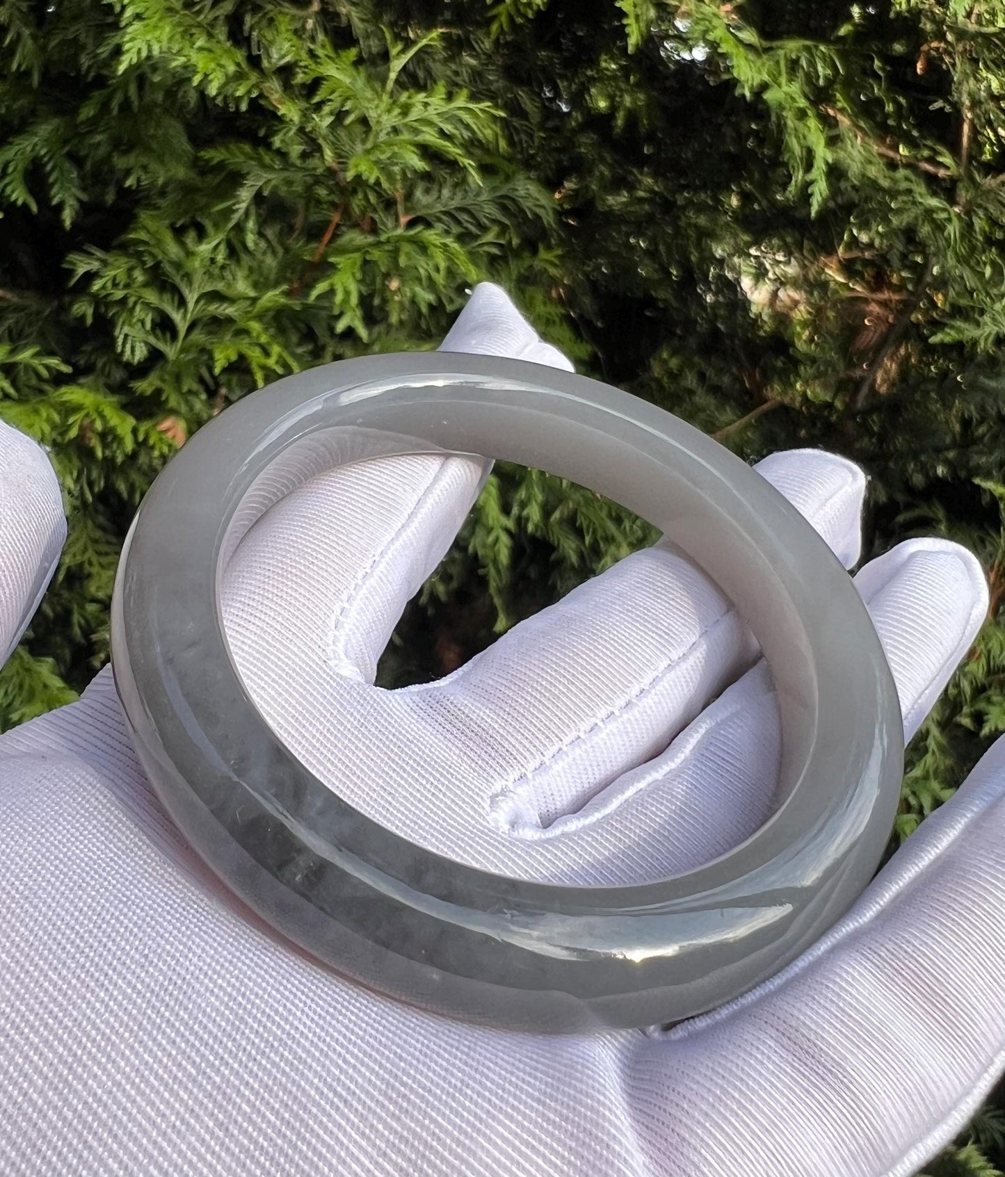 54.8mm Certified natural jade/ old mine purple nephrite bangle /bracelet 紫气东来 天然软玉 老矿烟紫正圈手镯 平安镯 香芋紫 老熟料#0386 冰润糯 意境烟紫