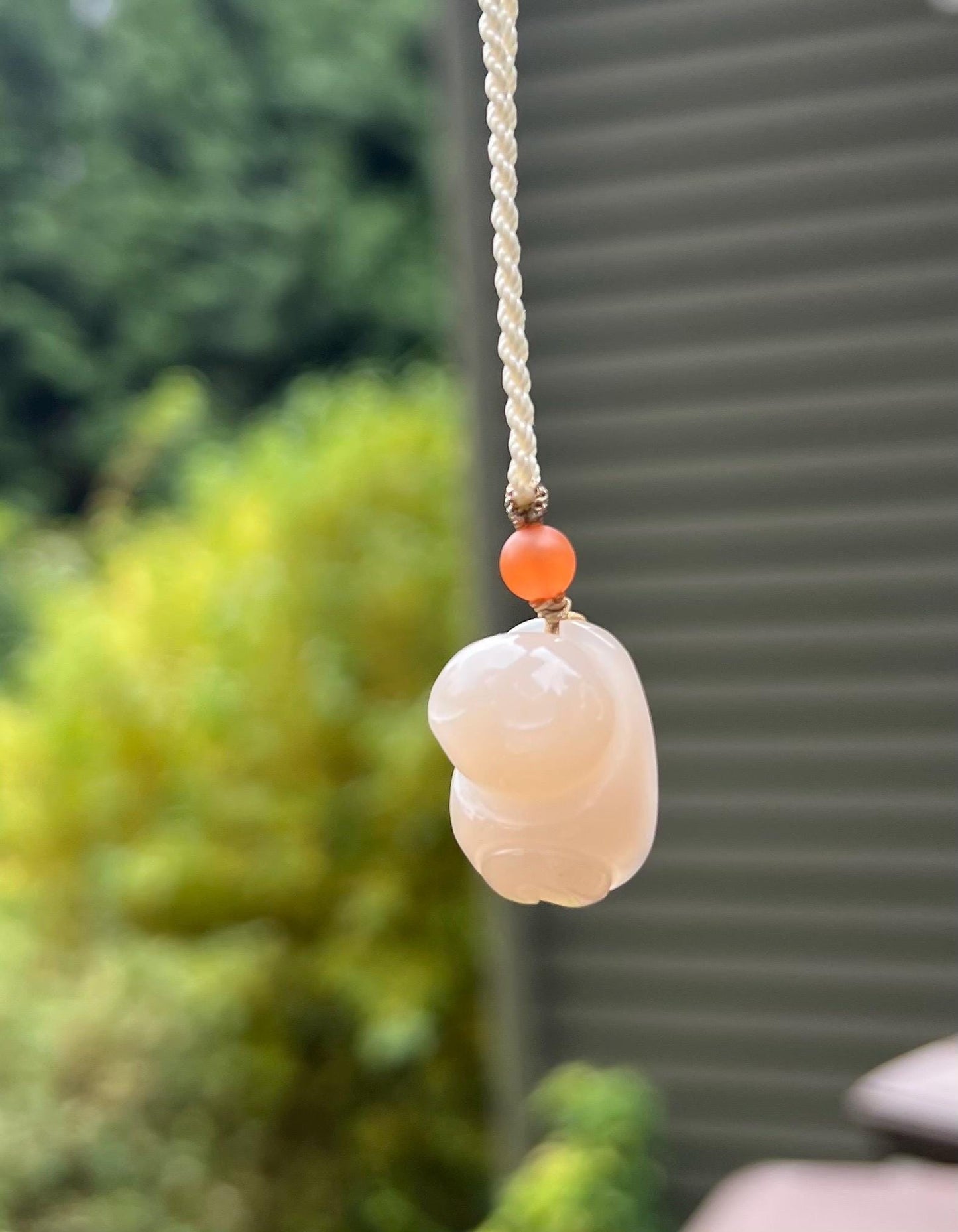 Certified natural jade/lotus pink nephrite kitten pendant/necklace/icy rich color天然软玉 藕粉趴趴猫 吊坠 紫粉色#4073