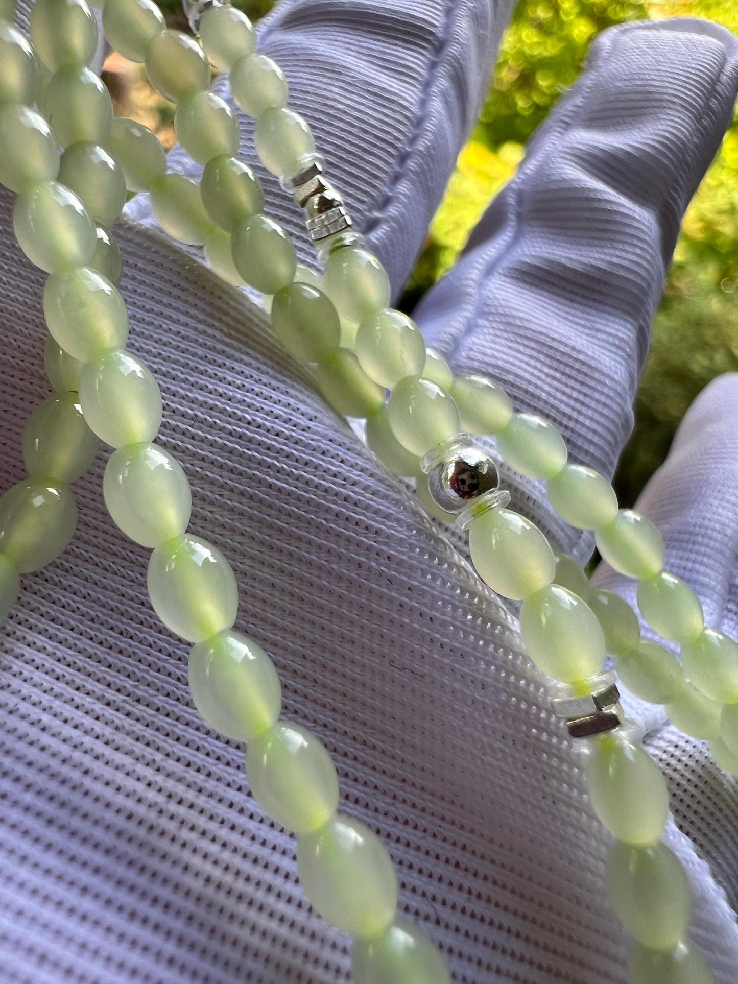 3mm+ Certified natural jade/Qingshui nephrite beads necklace/ Multi purpose necklace天然软玉 冰晴水项链 小米珠万能链 #3332 莹润细糯