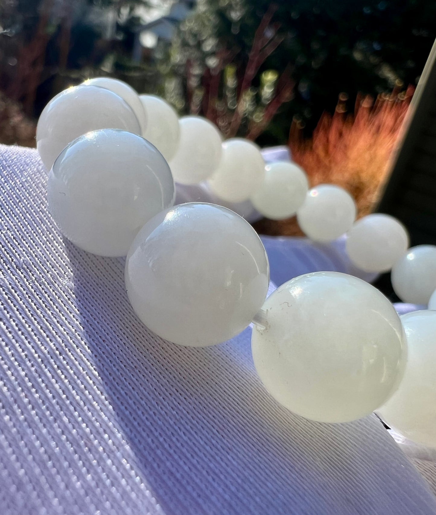 12mm Certified natural jade Siberian old mine white nephrite bracelet 天然精品 俄料白玉圆珠手串 #1755 白润熟糯