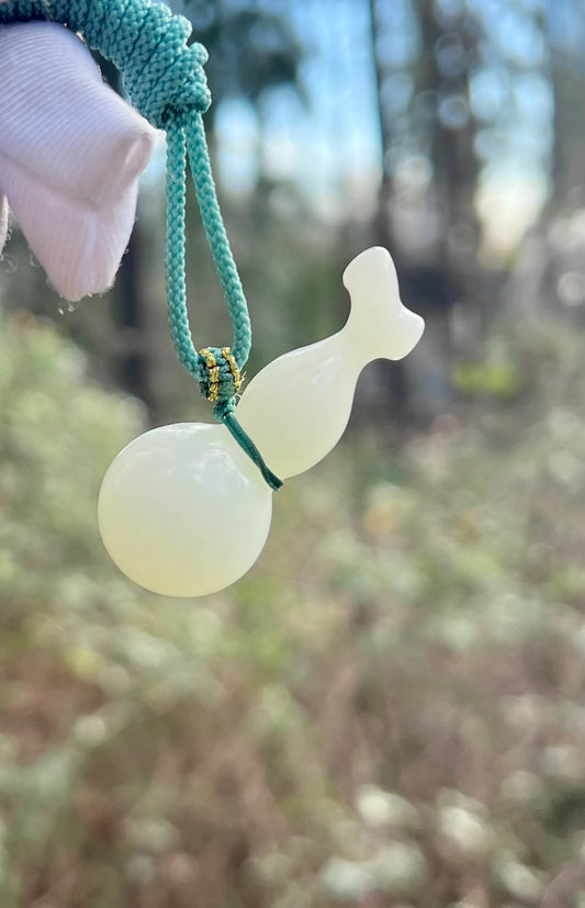 Certified natural jade Siberian white nephrite carved gourd pendant necklace天然精品 俄料白玉 葫芦吊坠 项链#7405 高油糯 细度好