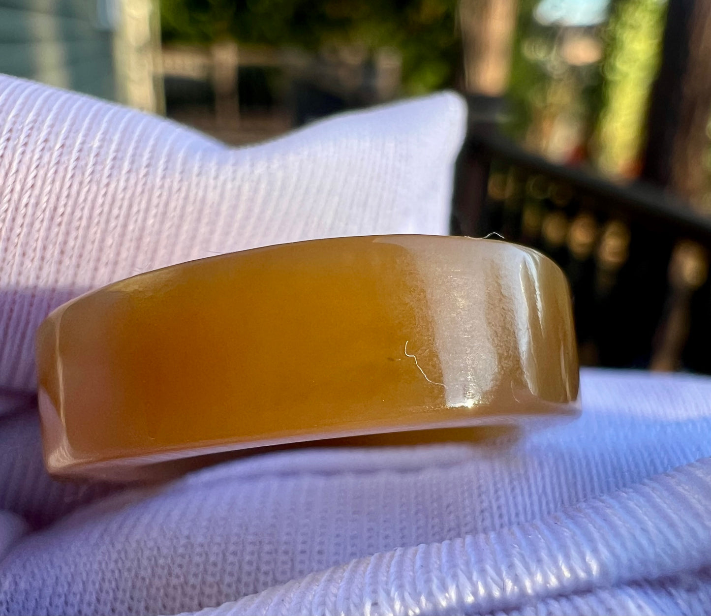 16.6mm Certified jade golden brown Nephrite ring/ nephrite band 天然精品 金山糖玉 指环 戒指 黄金糖玉直切戒圈 扳指#4640