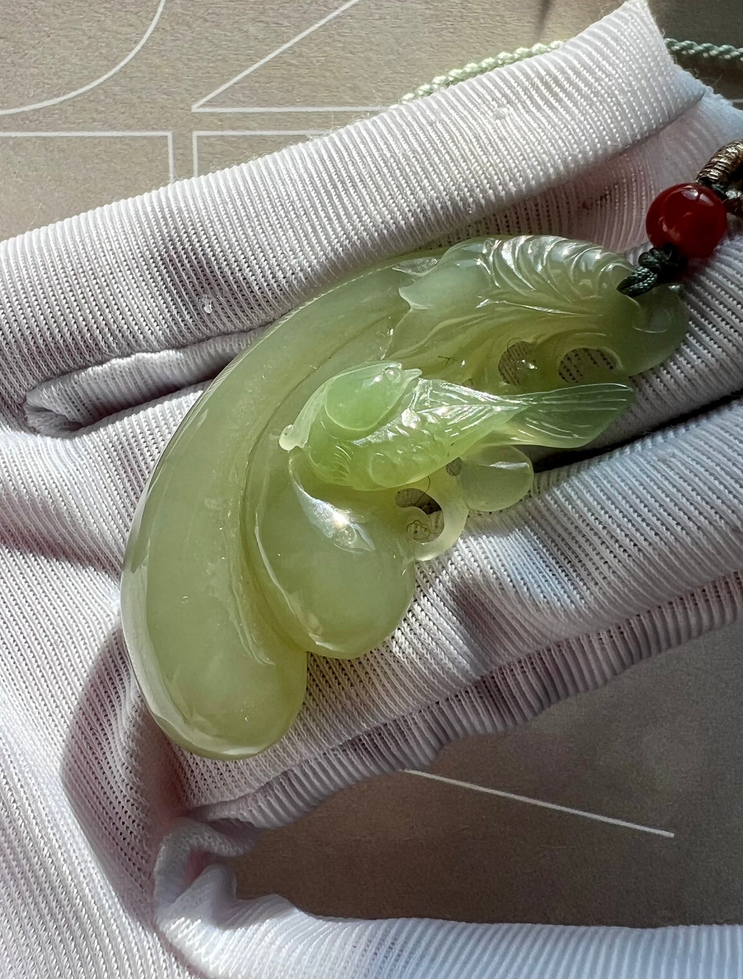 Certified natural jade Qinghai qingshui Nephrite with emerald green pendant/carved eggplant and magpie/ necklace天然青海晴水俏翠青 吊坠#6051 双喜临门 福寿绵延
