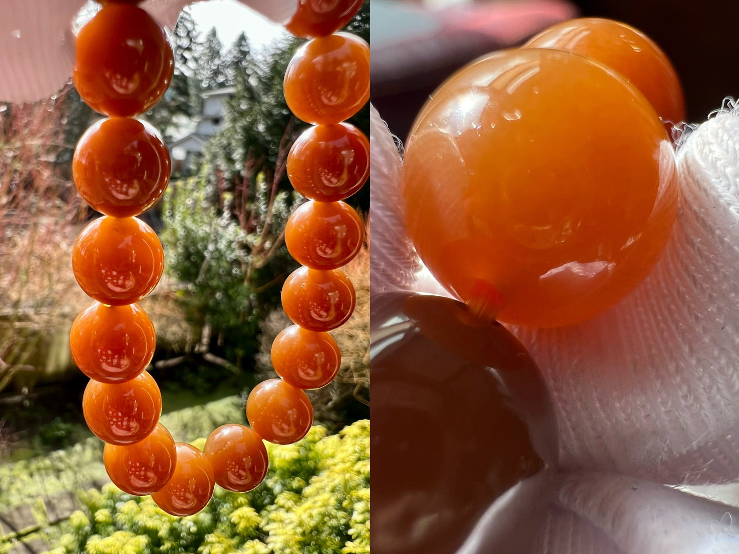 10mm Certified natural jade/  Jinshan red brown nephrite bracelet/天然精品 金山 糖玉手串 红油糖 油糯细 #7134