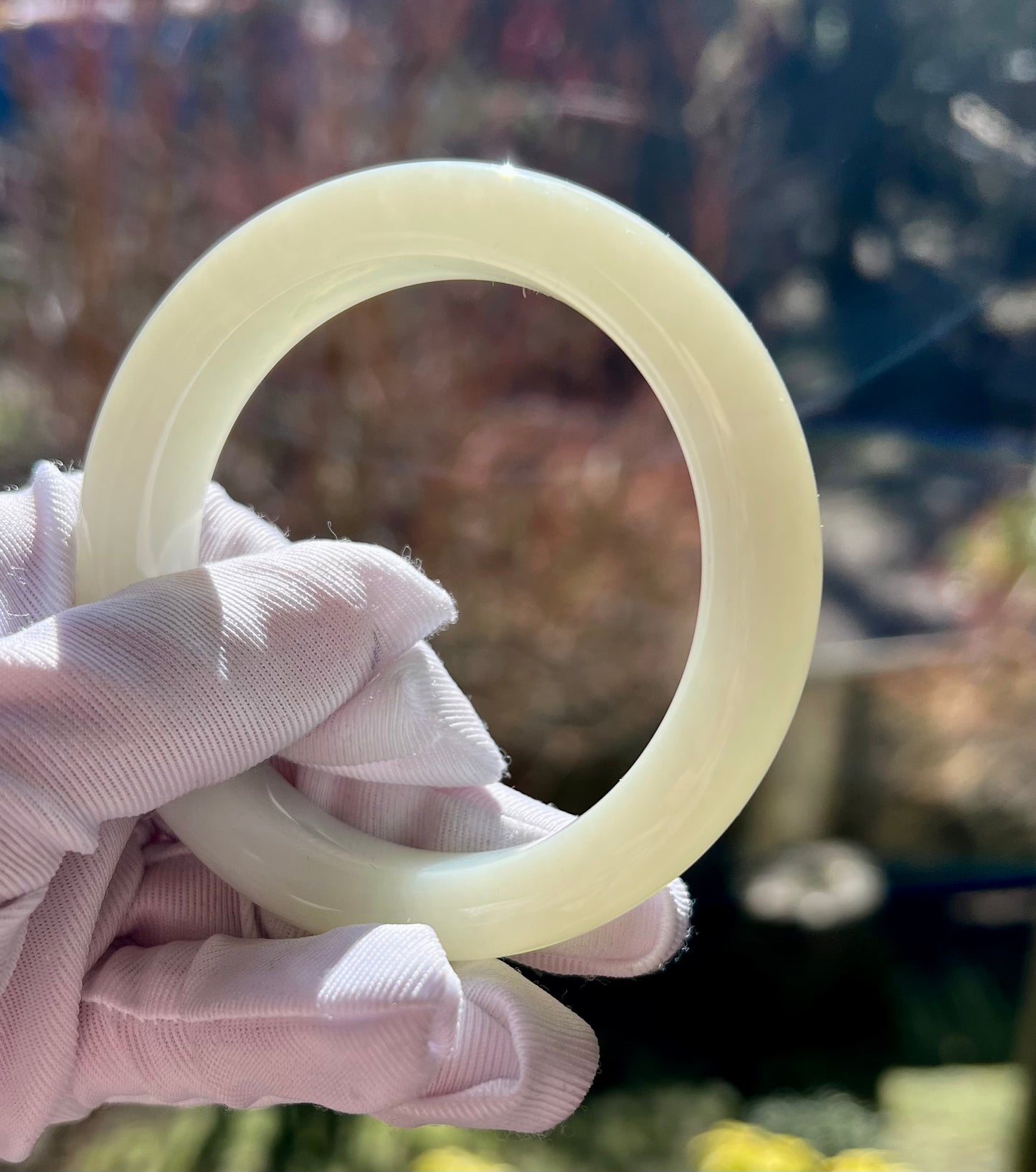 56.5mm Certified natural jade/Siberian white nephrite bangle/bracelet/天然 俄料白玉手镯 正圈手镯 平安镯#2110
