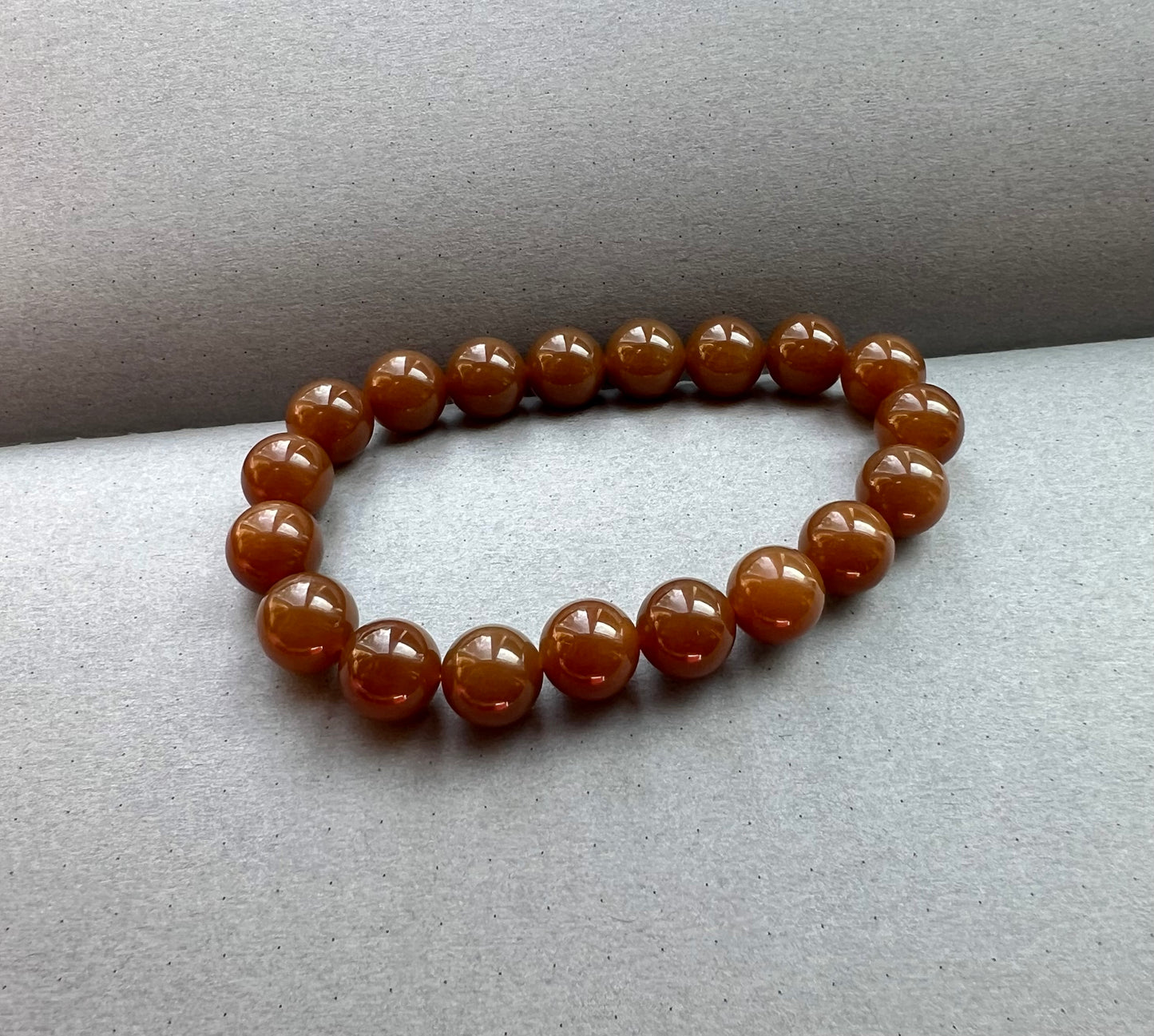 10mm Certified natural jade/  Jinshan red brown nephrite bracelet/天然精品 金山 糖玉手串 红油糖 油糯细 #7134