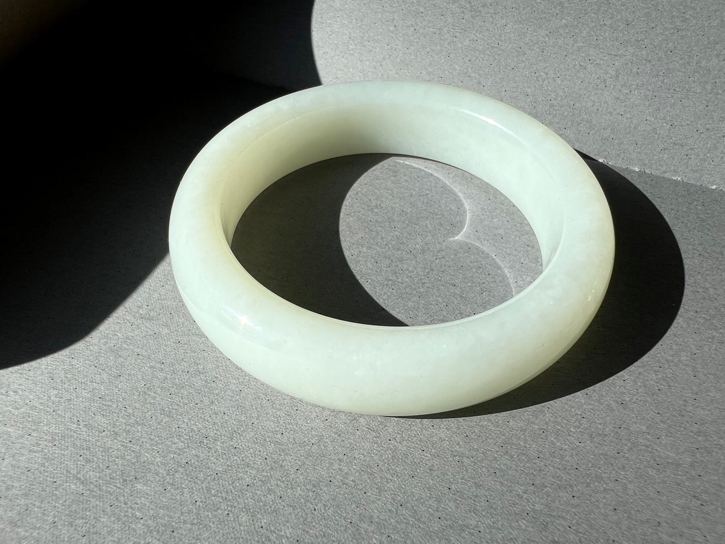 56.5mm Certified natural jade/Siberian white nephrite bangle/bracelet/天然 俄料白玉手镯 正圈手镯 平安镯#2110