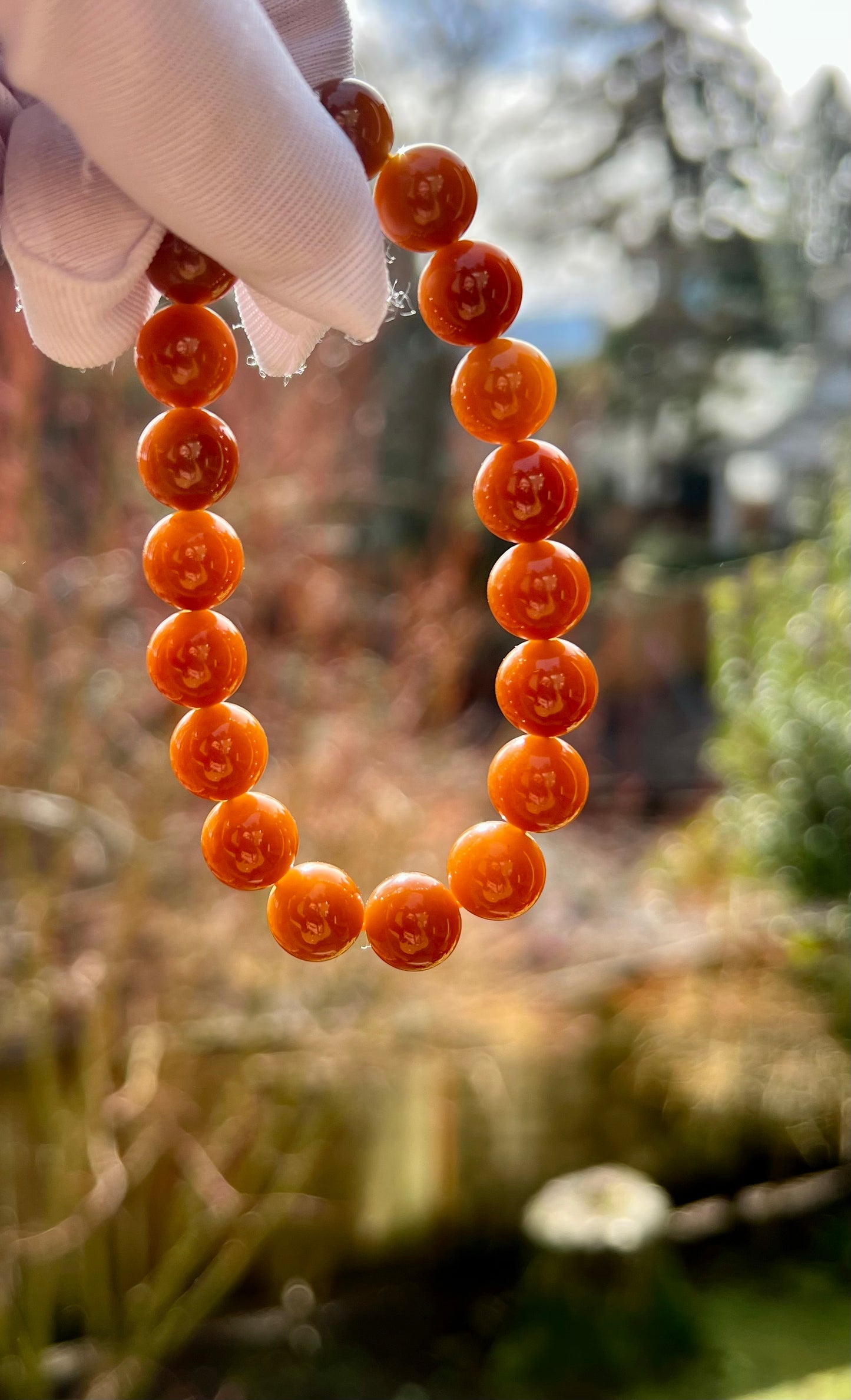 10mm Certified natural jade/  Jinshan red brown nephrite bracelet/天然精品 金山 糖玉手串 红油糖 油糯细 #7134