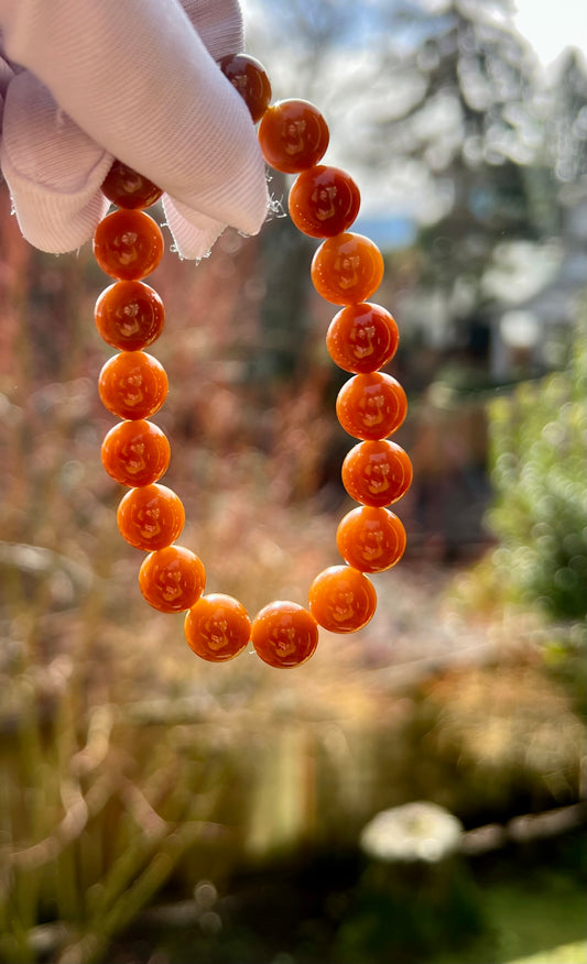 10mm Certified natural jade/  Jinshan red brown nephrite bracelet/天然精品 金山 糖玉手串 红油糖 油糯细 #7134