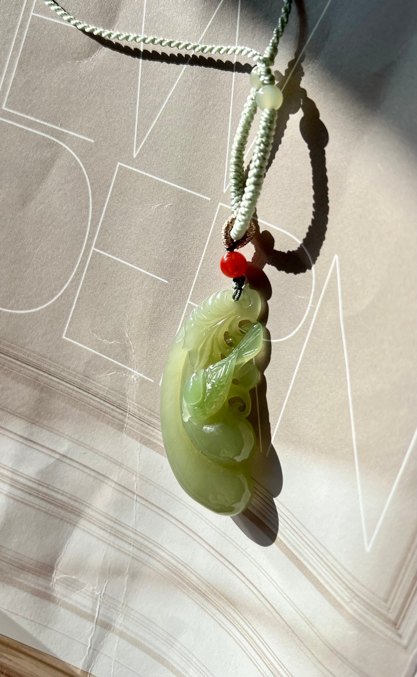 Certified natural jade Qinghai qingshui Nephrite with emerald green pendant/carved eggplant and magpie/ necklace天然青海晴水俏翠青 吊坠#6051 双喜临门 福寿绵延