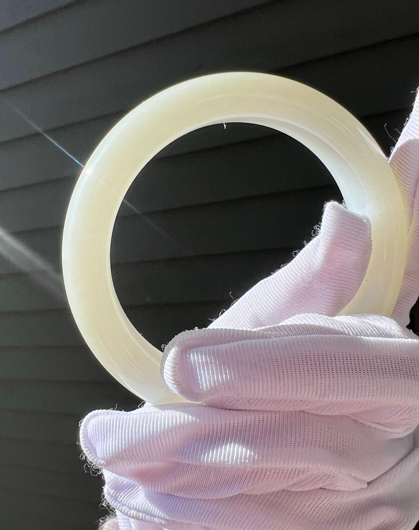 56.5mm Certified natural jade/Siberian white nephrite bangle/bracelet/天然 俄料白玉手镯 正圈手镯 平安镯#2110