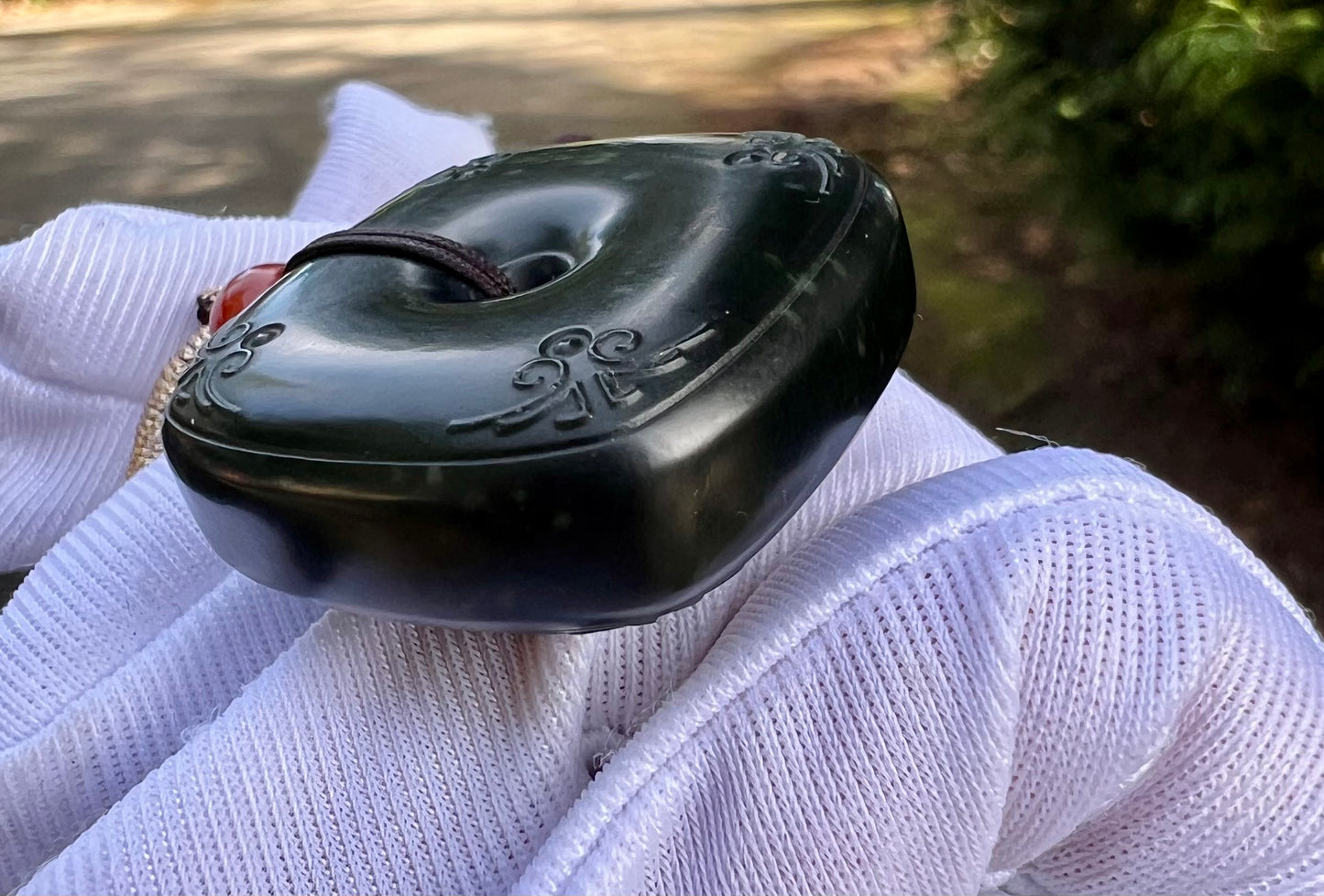 Certified natural jade/Qinghai dark nephrite pendant/square safety pendant  necklace天然 青海黑青玉 方平安扣 玉琮#5265 小灶火黑青玉 无敌黑