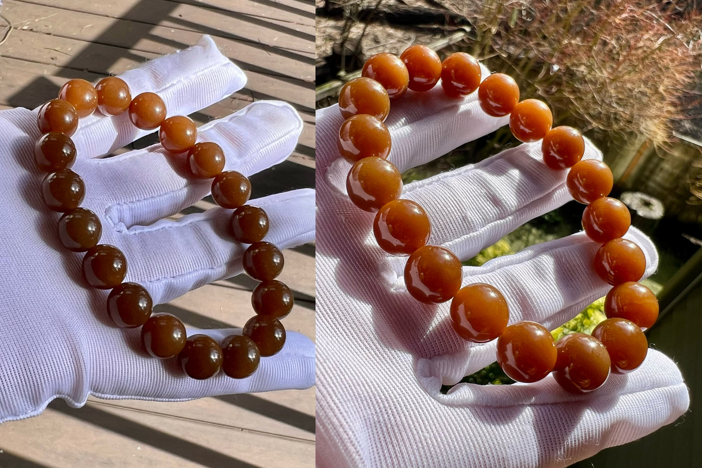 10mm Certified natural jade/  Jinshan red brown nephrite bracelet/天然精品 金山 糖玉手串 红油糖 油糯细 #7134