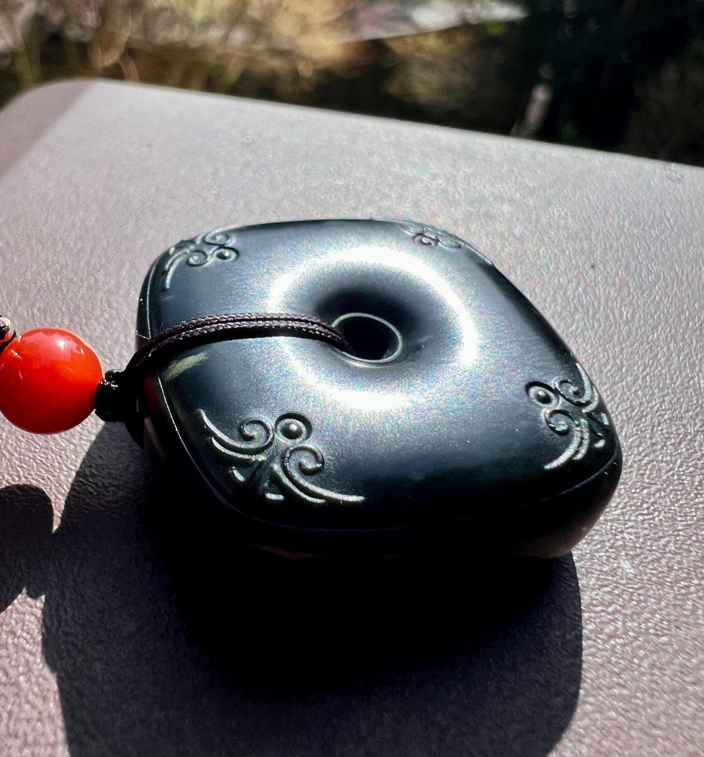 Certified natural jade/Qinghai dark nephrite pendant/square safety pendant  necklace天然 青海黑青玉 方平安扣 玉琮#5265 小灶火黑青玉 无敌黑
