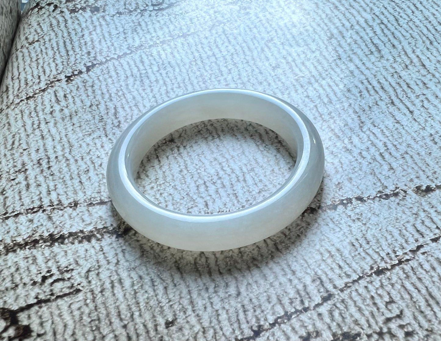 56.5mm Certified natural jade /Qinghai old mine White Nephrite bangle bracelet/天然青海老矿白玉 手镯 平安镯 润白油糯#6393