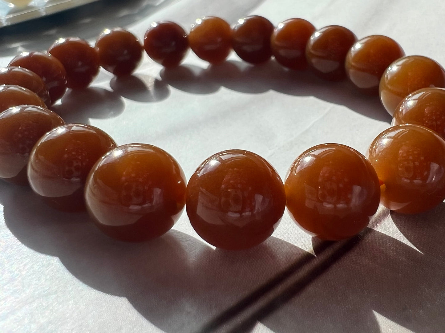 10mm Certified natural jade/  Jinshan red brown nephrite bracelet/天然精品 金山 糖玉手串 红油糖 油糯细 #7134