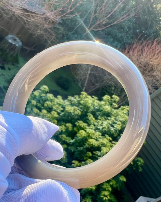 57mm Certified natural  jade Qinghai nephrite bangle bracelet/ purple nephrite/紫气东来 天然 青海老矿烟灰/烟紫玉 正圈手镯 平安镯 冰糯油润起胶感 #0647