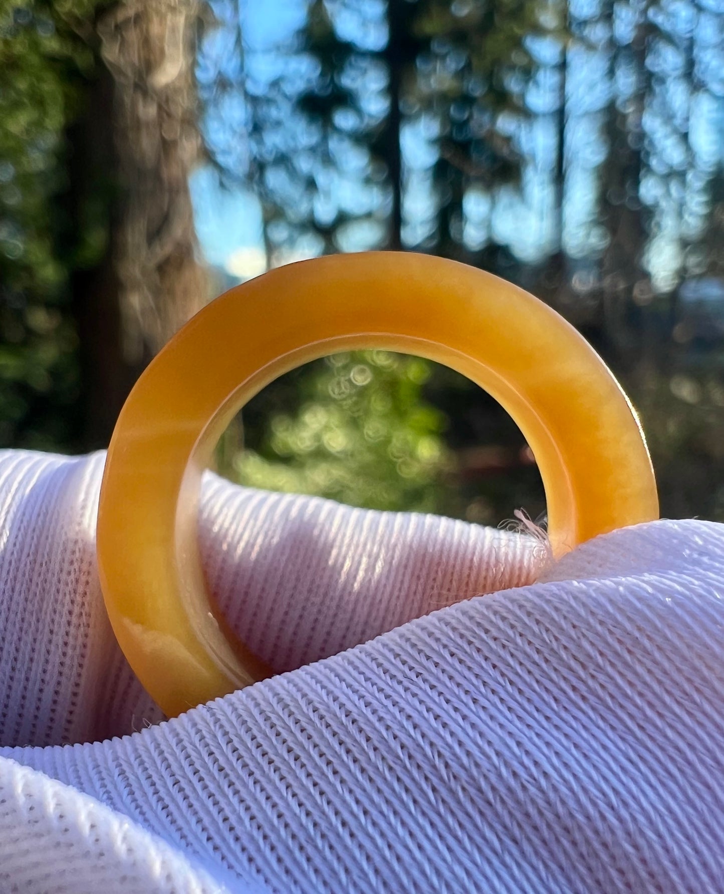 16.6mm Certified jade golden brown Nephrite ring/ nephrite band 天然精品 金山糖玉 指环 戒指 黄金糖玉直切戒圈 扳指#4640