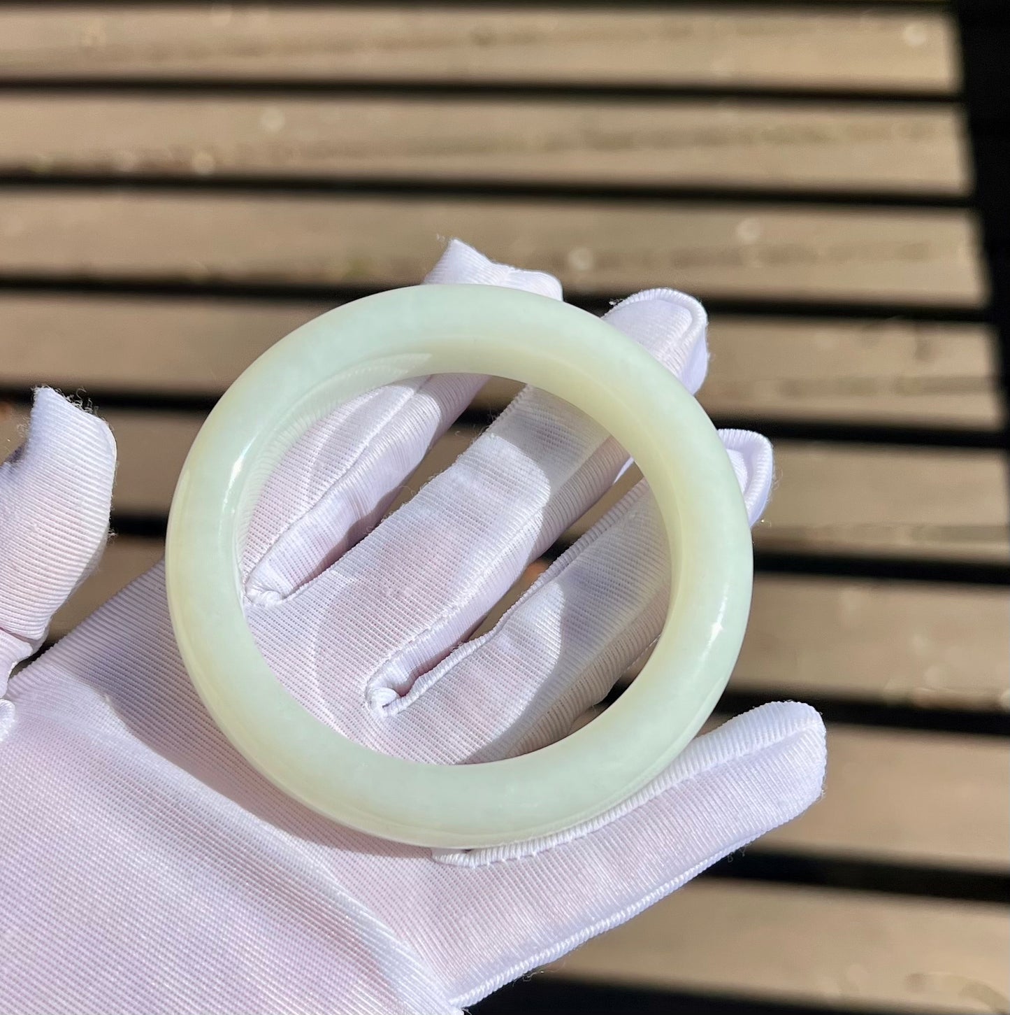 56.5mm Certified natural jade/Siberian white nephrite bangle/bracelet/天然 俄料白玉手镯 正圈手镯 平安镯#2110