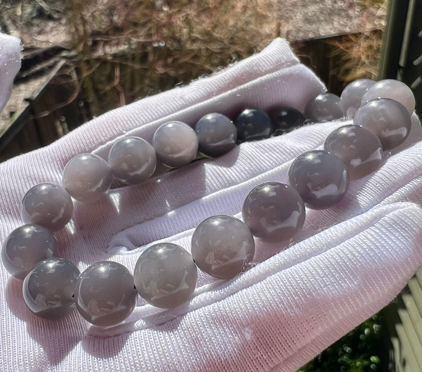 10mm Certified natural jade Qinghai old mine purple nephrite bracelet/icy grape Purple nephrite/天然精品 青海老矿烟紫玉手串 葡萄紫 熟料细料#0950 冰润细糯
