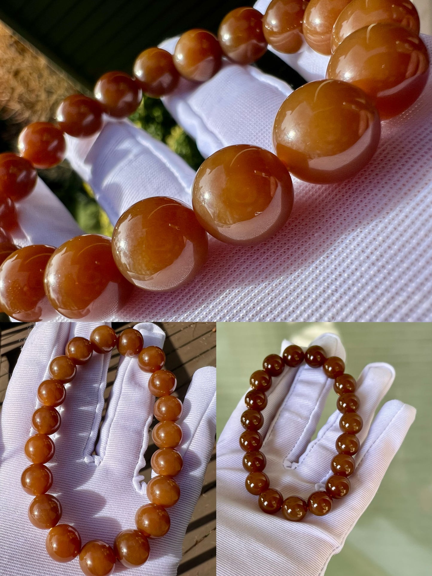 10mm Certified natural jade/  Jinshan red brown nephrite bracelet/天然精品 金山 糖玉手串 红油糖 油糯细 #7134
