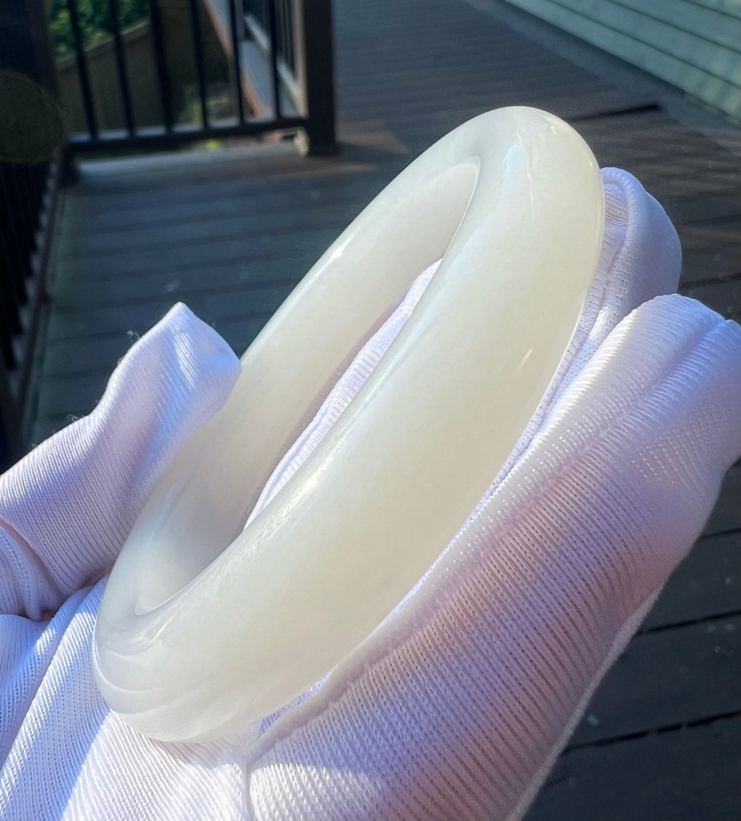 56.5mm Certified natural jade /Qinghai old mine White Nephrite bangle bracelet/天然青海老矿白玉 手镯 平安镯 润白油糯#6393