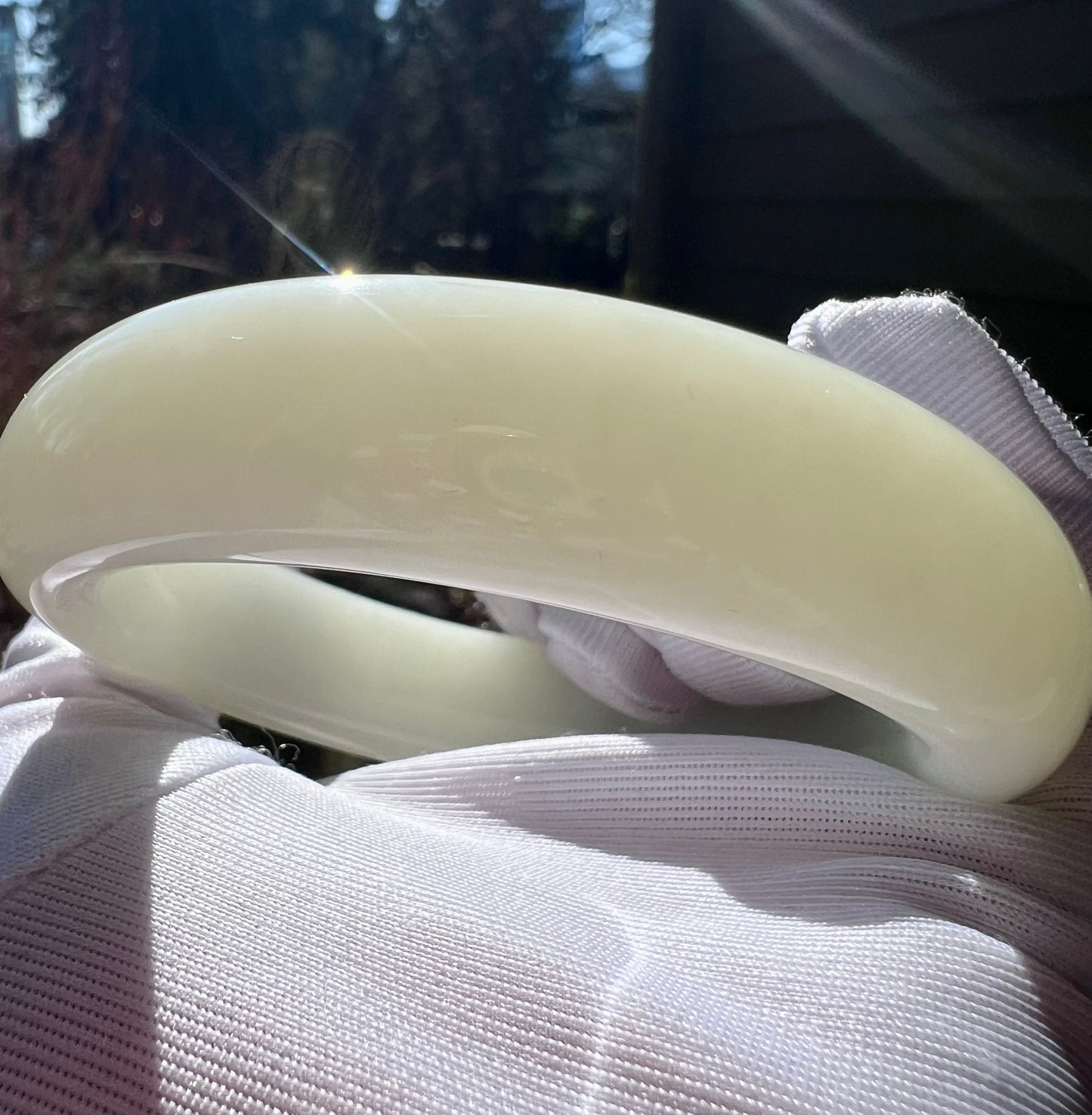 56.5mm Certified natural jade/Siberian white nephrite bangle/bracelet/天然 俄料白玉手镯 正圈手镯 平安镯#2110