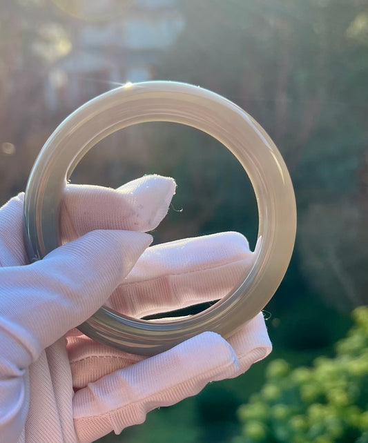 56mm Certified natural  jade Qinghai nephrite bangle bracelet/ purple nephrite/紫气东来 天然 青海老矿烟灰/烟紫玉 正圈手镯 平安镯 冰糯油润起胶感 #0645